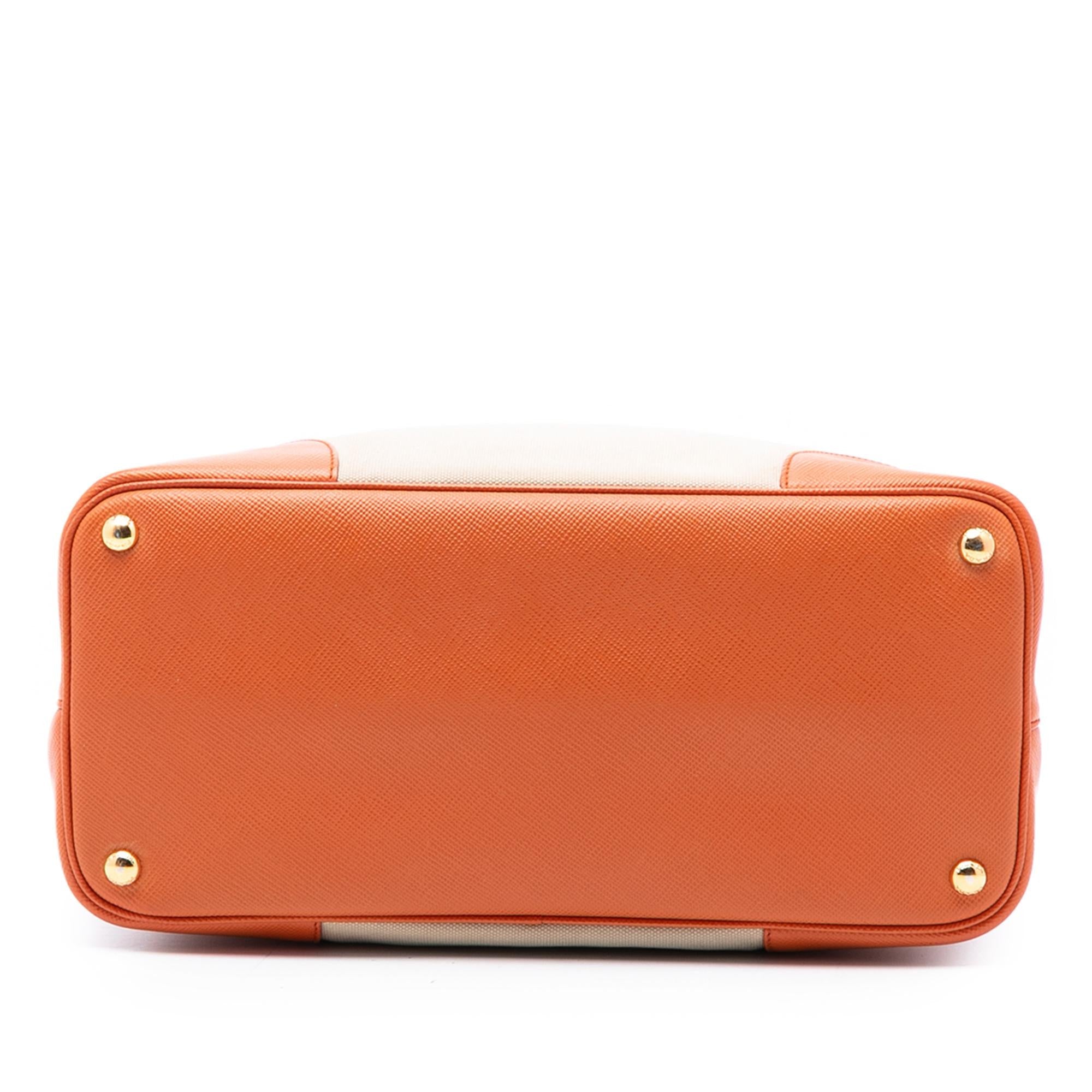 Prada Large Saffiano Trimmed Canapa Double Satchel