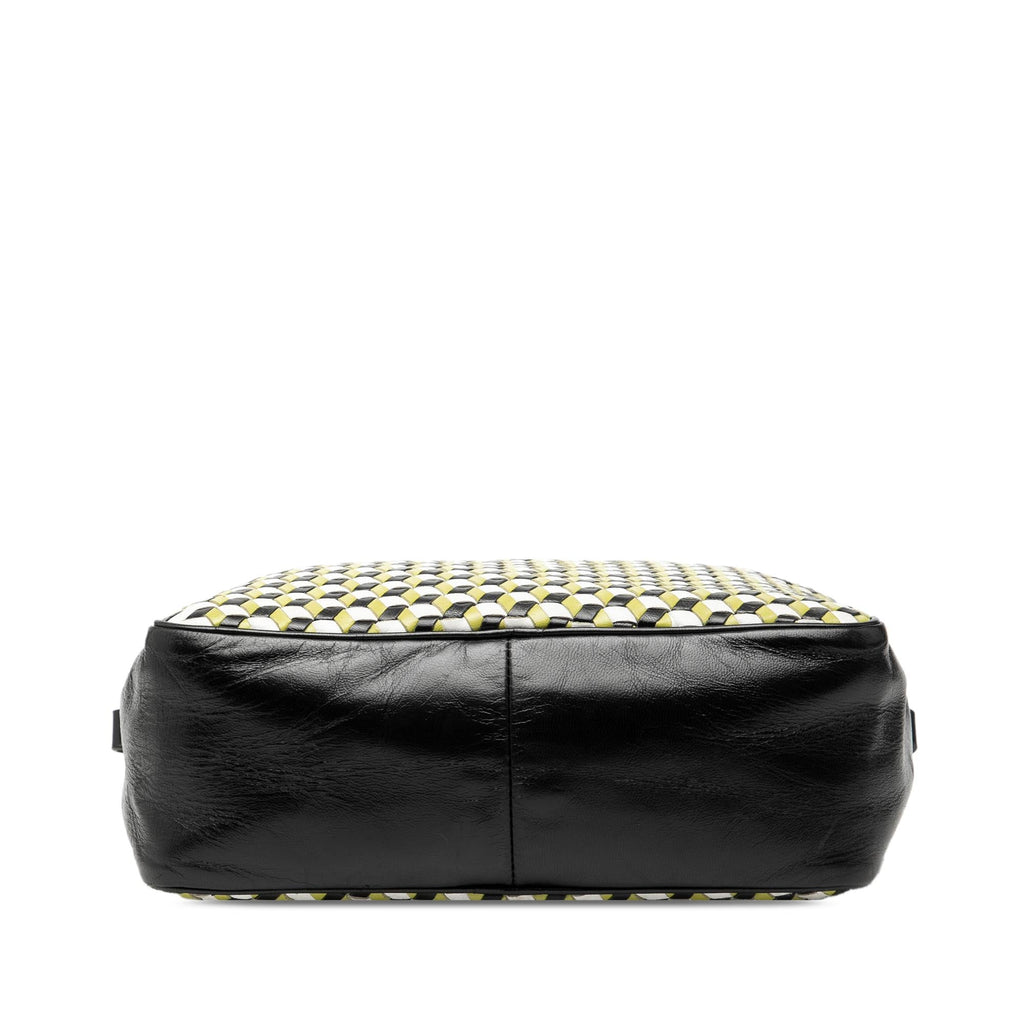 Prada Leather Perspective Cubes Shoulder Bag
