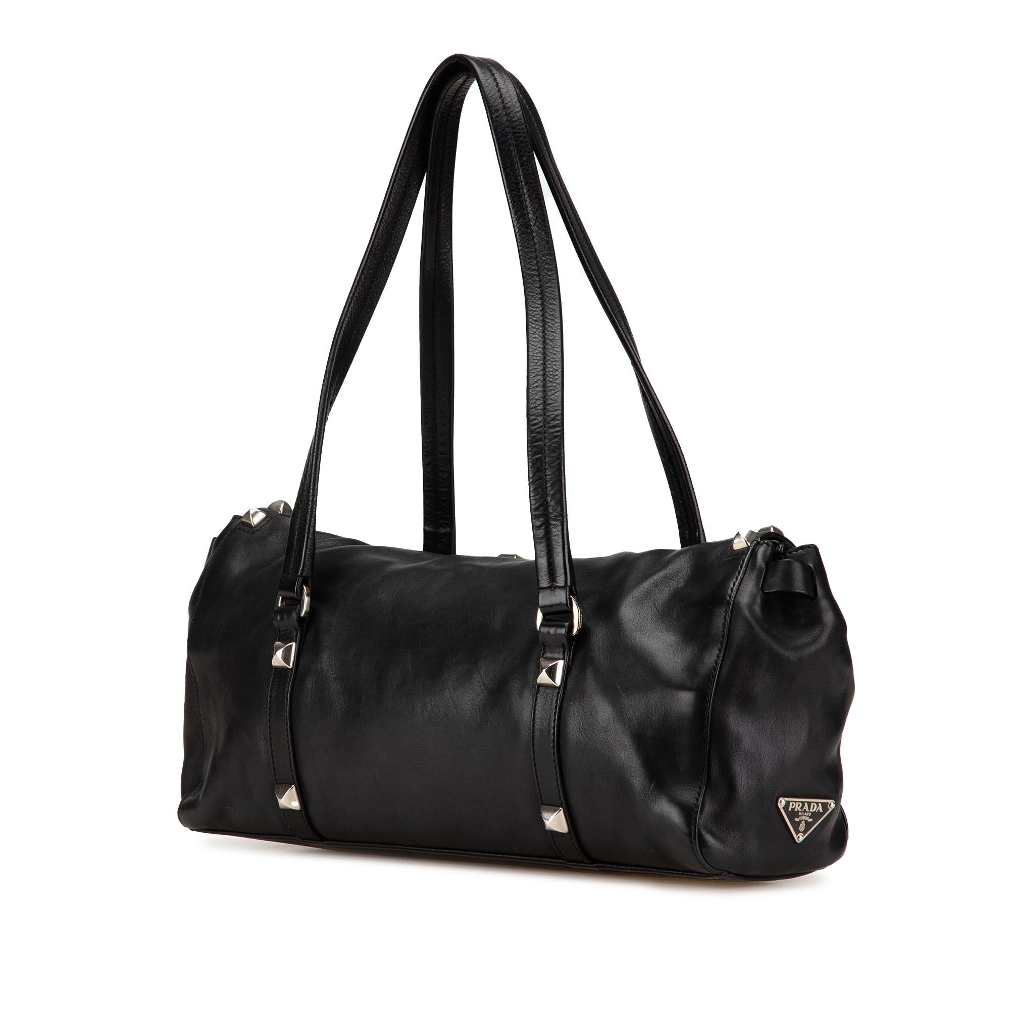 Prada Leather Studded Easy Shoulder Bag