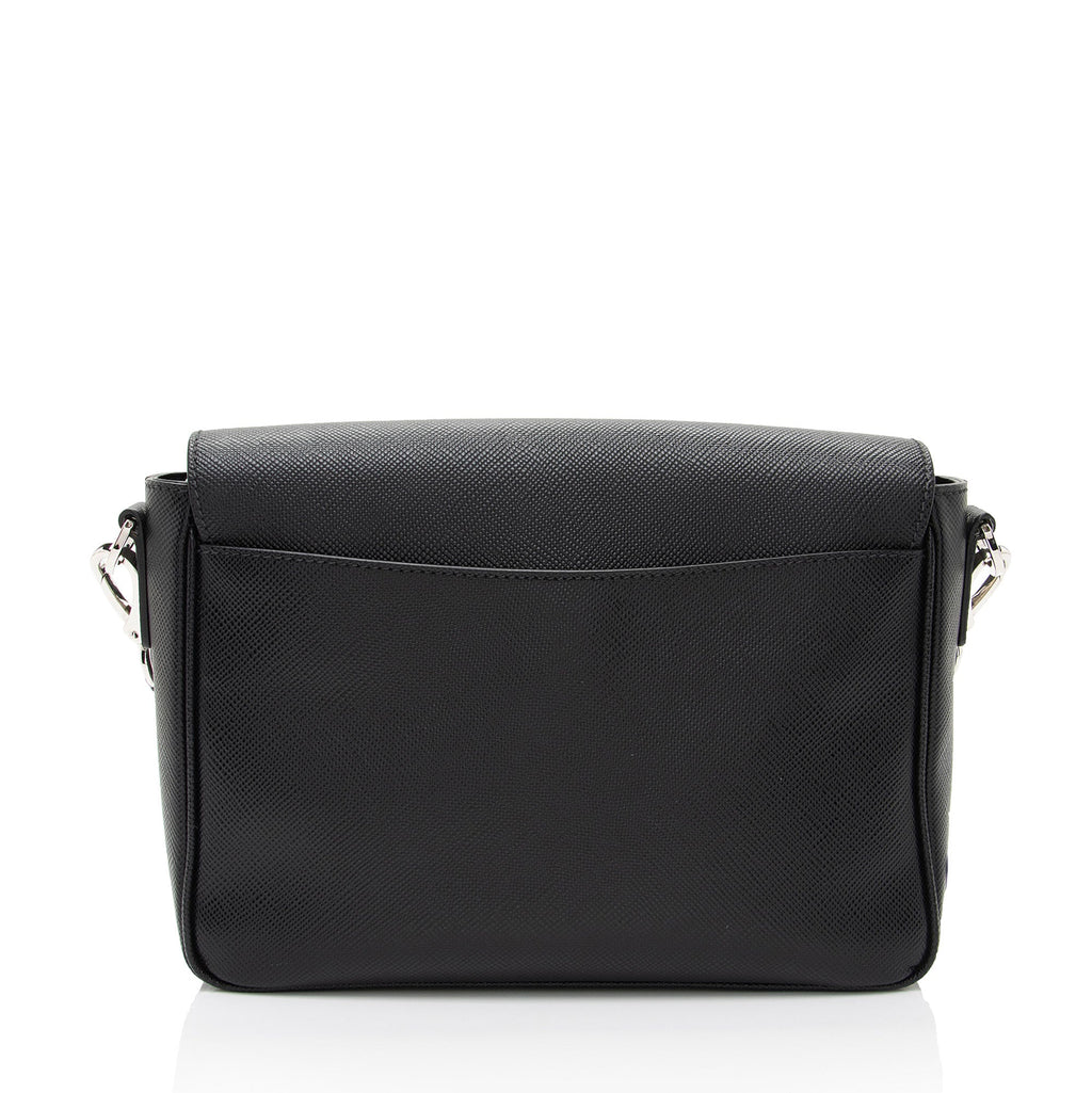 Prada Leather Triangle Logo Flap Shoulder Bag (SHF-gkkZ4n)