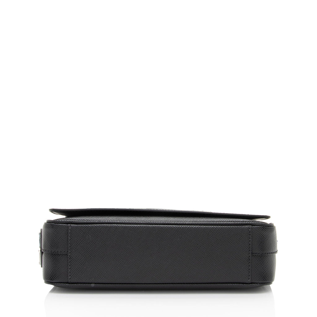 Prada Leather Triangle Logo Flap Shoulder Bag (SHF-gkkZ4n)