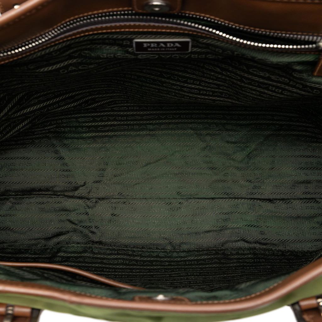 Prada Leather Trimmed Tessuto Tote