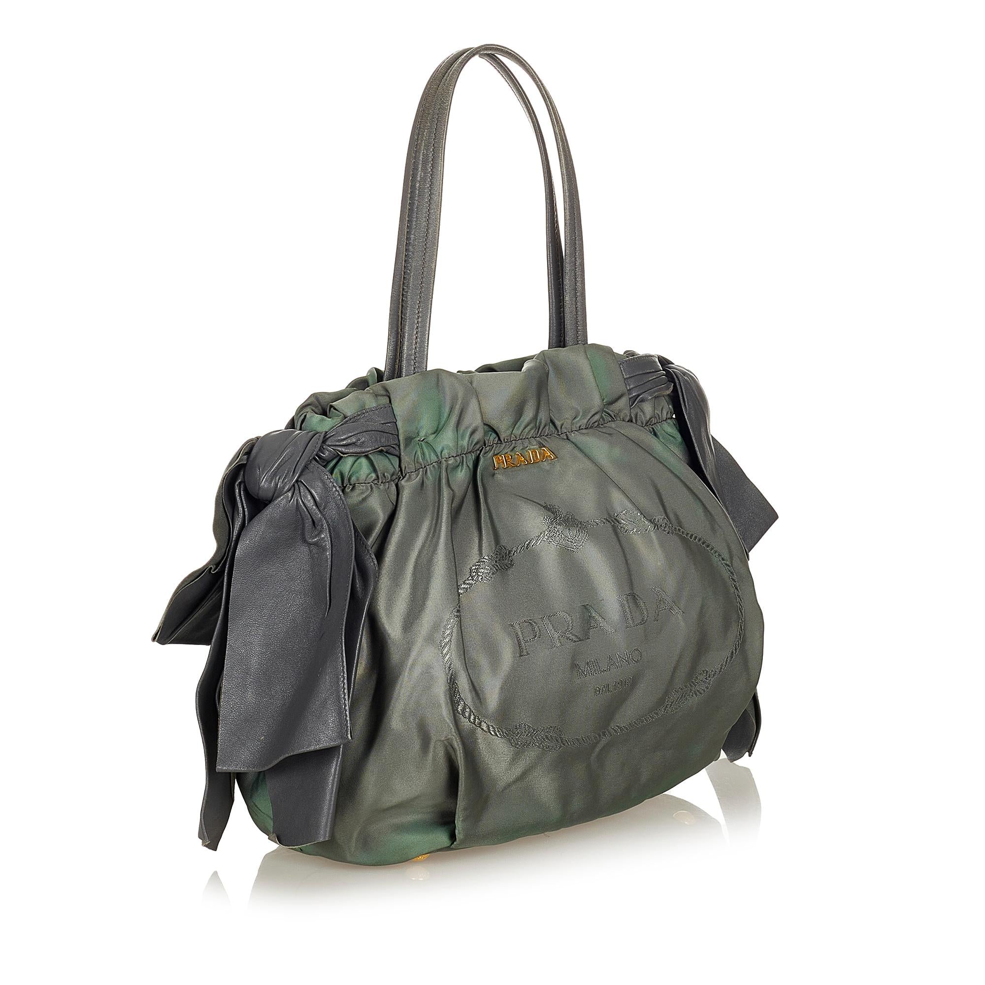 Prada Logo Tessuto Drawstring Tote Bag (SHG-26861)