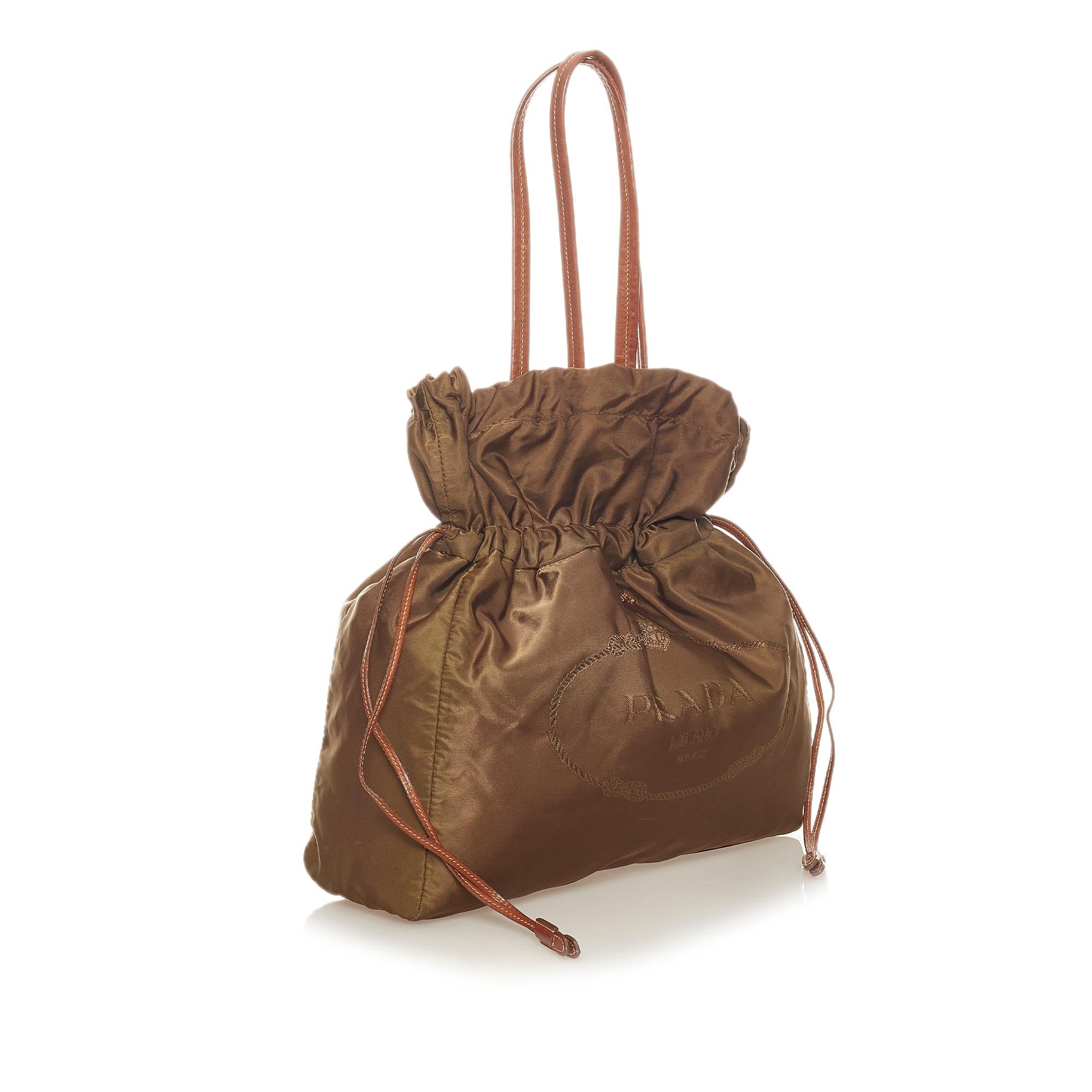 Prada Logo Tessuto Drawstring Tote Bag (SHG-27233)