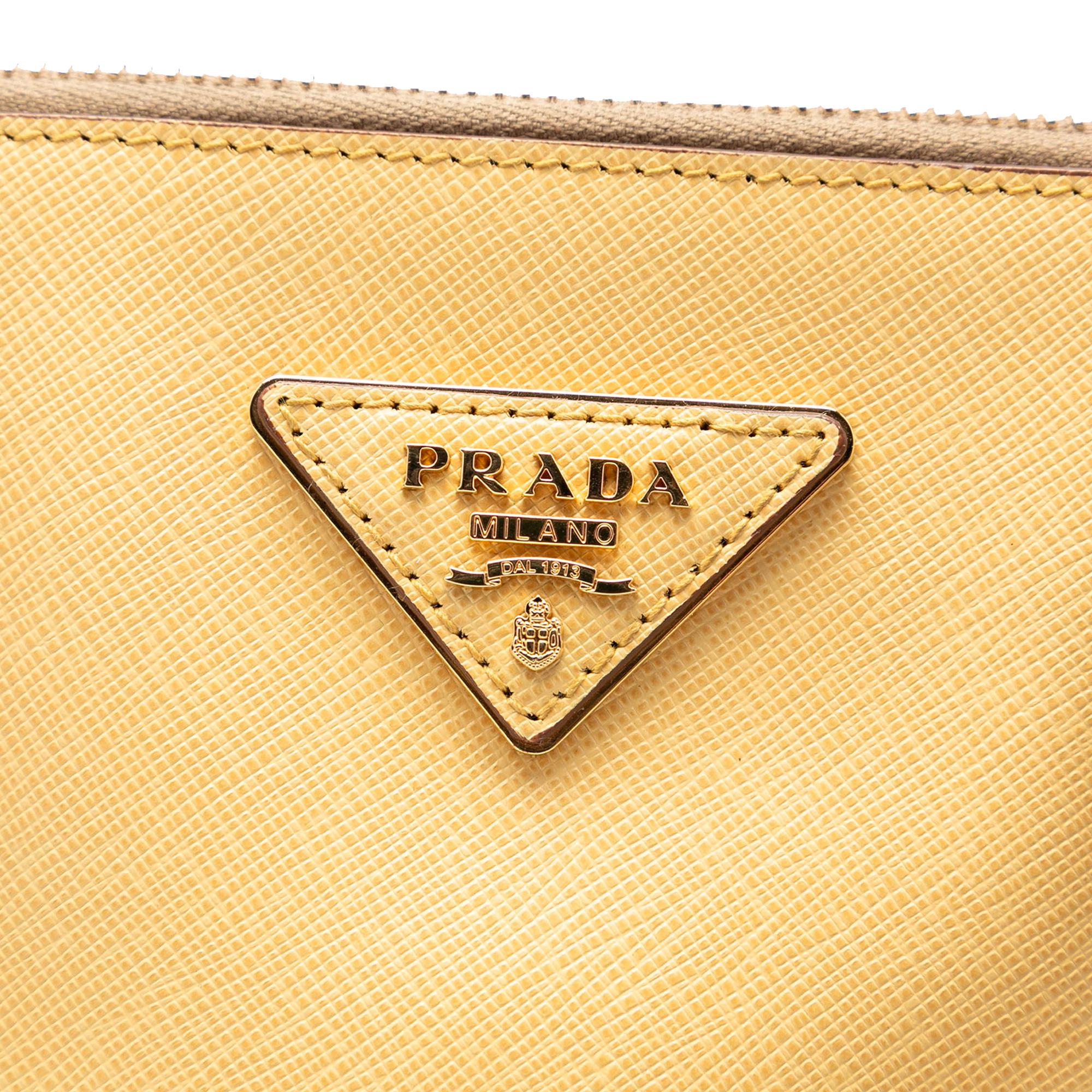 Prada Medium Bicolor Saffiano Lux Galleria Double Zip Satchel