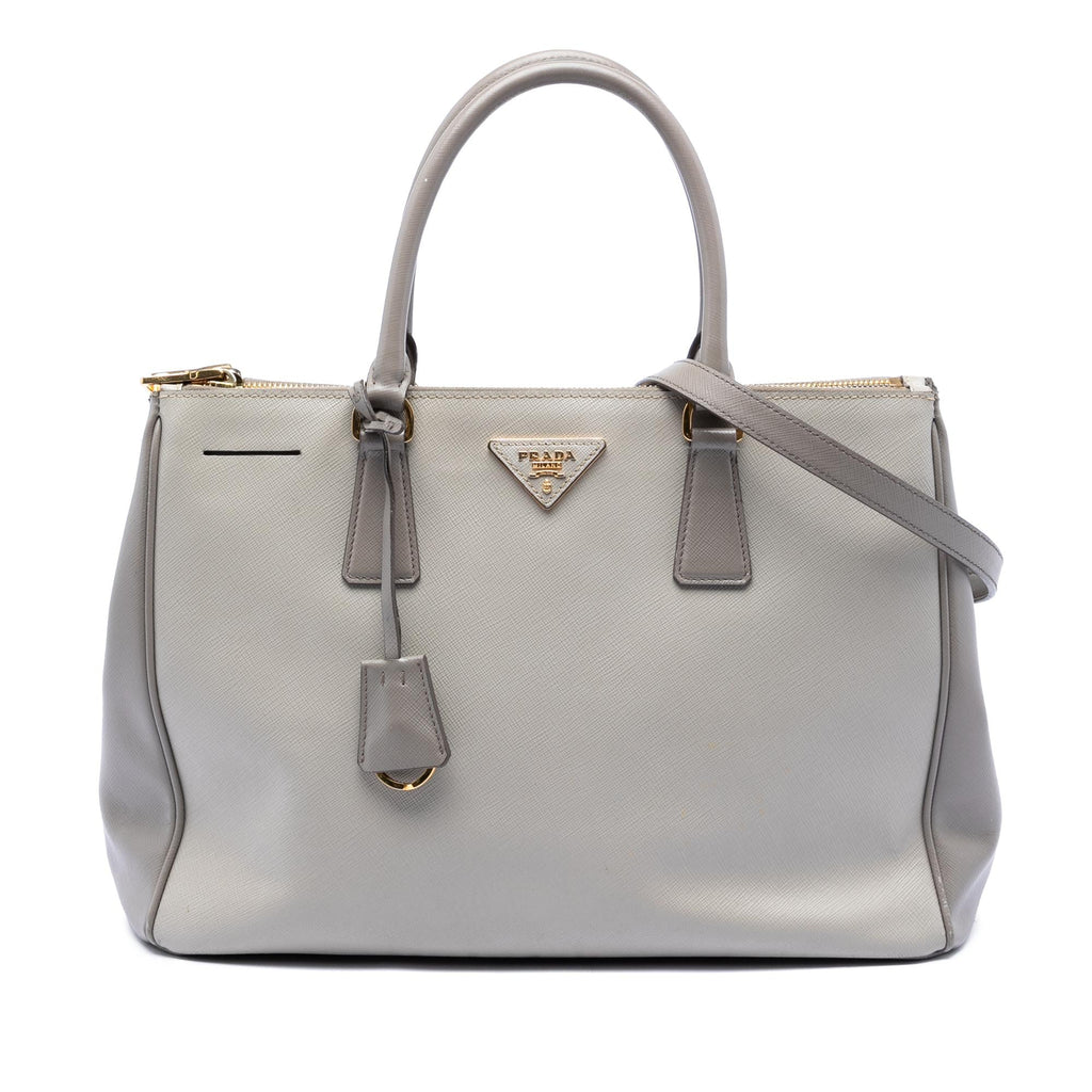 Prada Medium Bicolor Saffiano Lux Galleria Double Zip Satchel