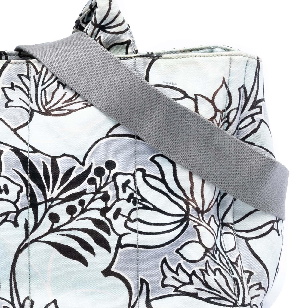 Prada Medium Floral Printed Canvas Canapa Satchel