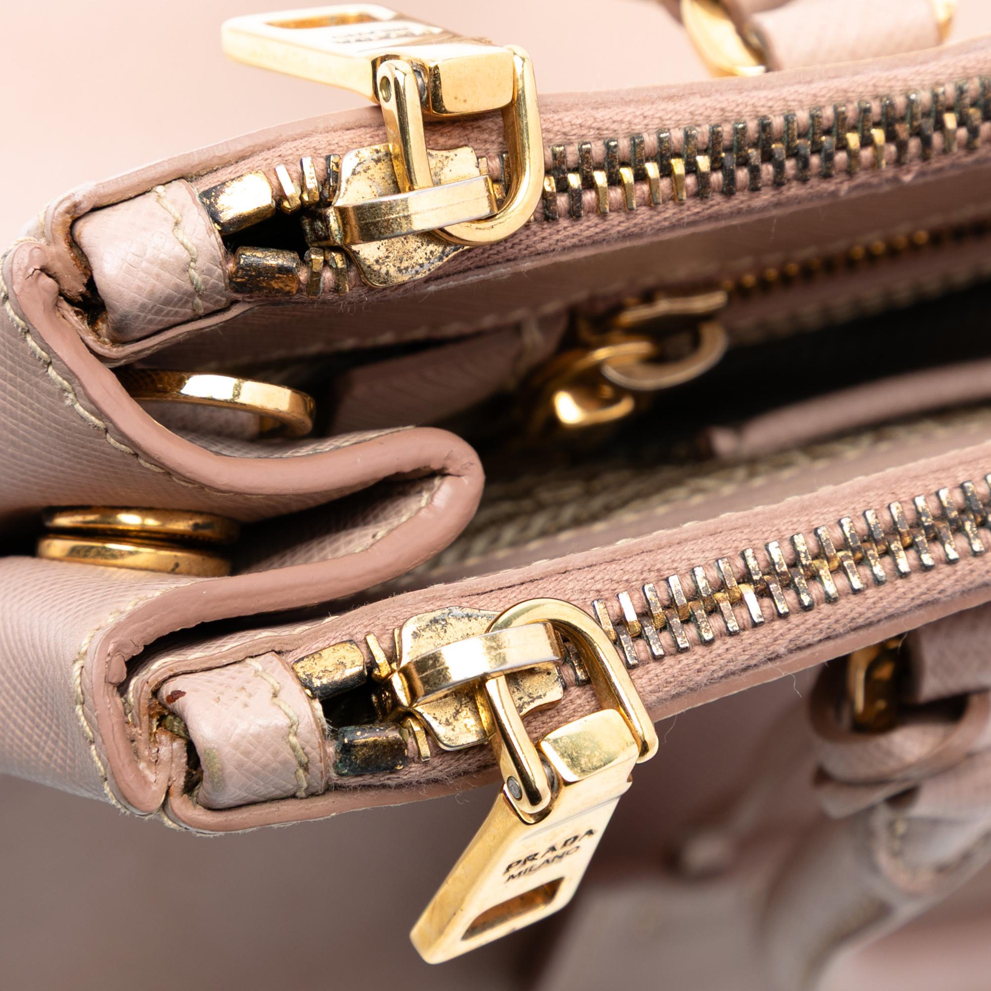 Prada Medium Saffiano Lux Galleria Double Zip Satchel