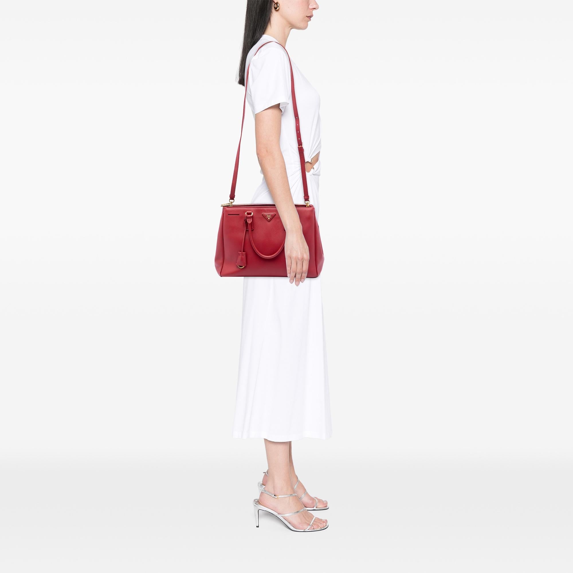 Prada Medium Saffiano Lux Galleria Double Zip Satchel