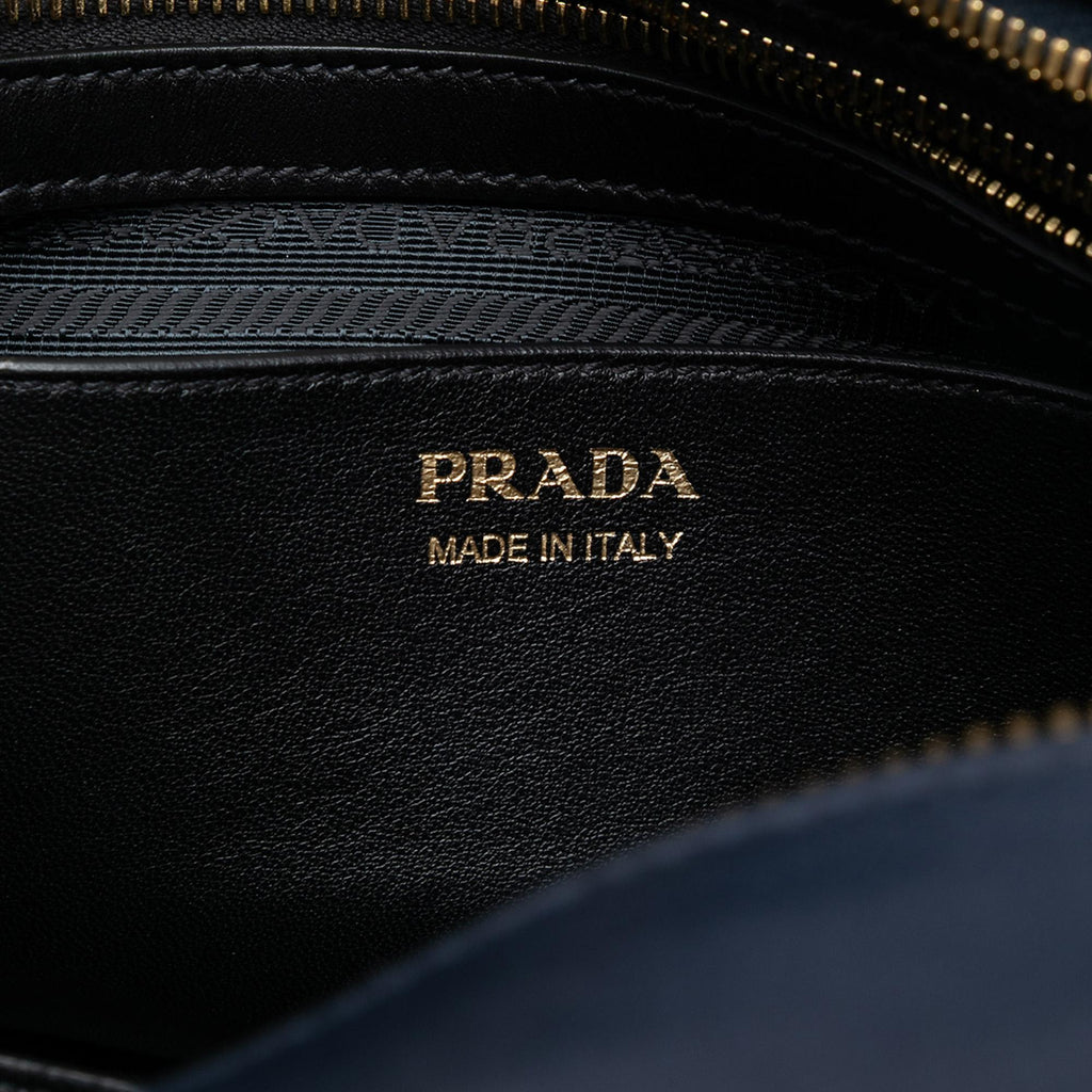 Prada Medium Saffiano Trimmed City Calf Greca Esplanade Satchel
