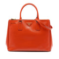 Prada Medium Saffiano Vernice Galleria Double Zip Satchel