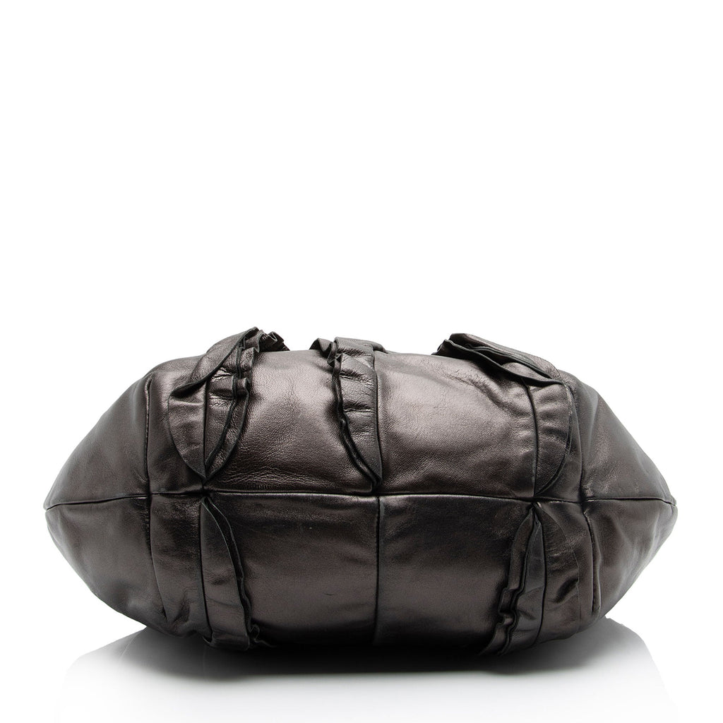 Prada Metallic Nappa Leather Ruffle Shoulder Bag (SHF-Hfs72c)