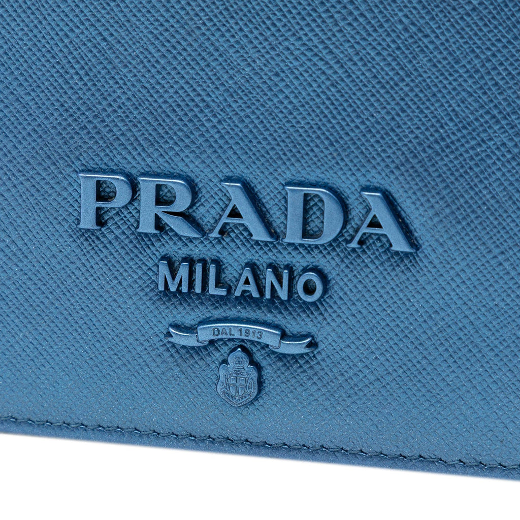 Prada Metallic Saffiano Lux Monochrome Wallet on Chain