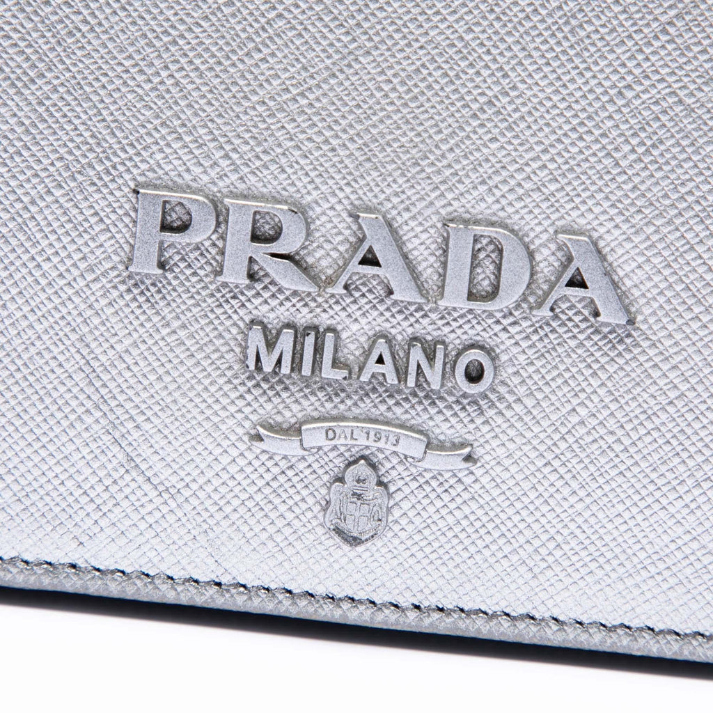 Prada Metallic Saffiano Lux Wallet on Chain