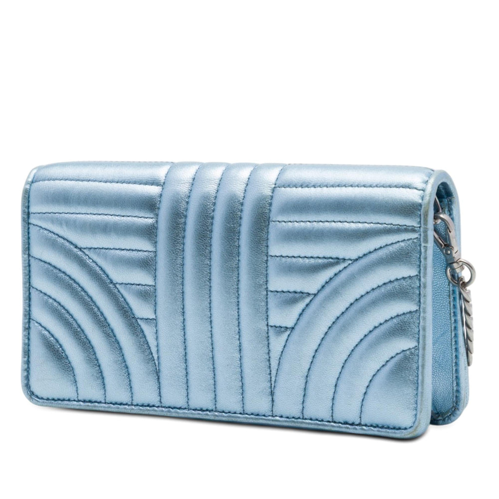 Prada Metallic Soft Calf Impunture Diagramme Wallet on Chain
