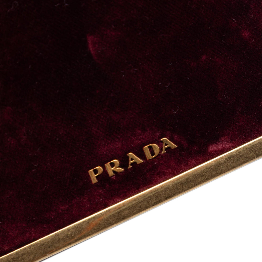 Prada Micro Croc Embossed Leather Trimmed Velluto Cahier Crossbody