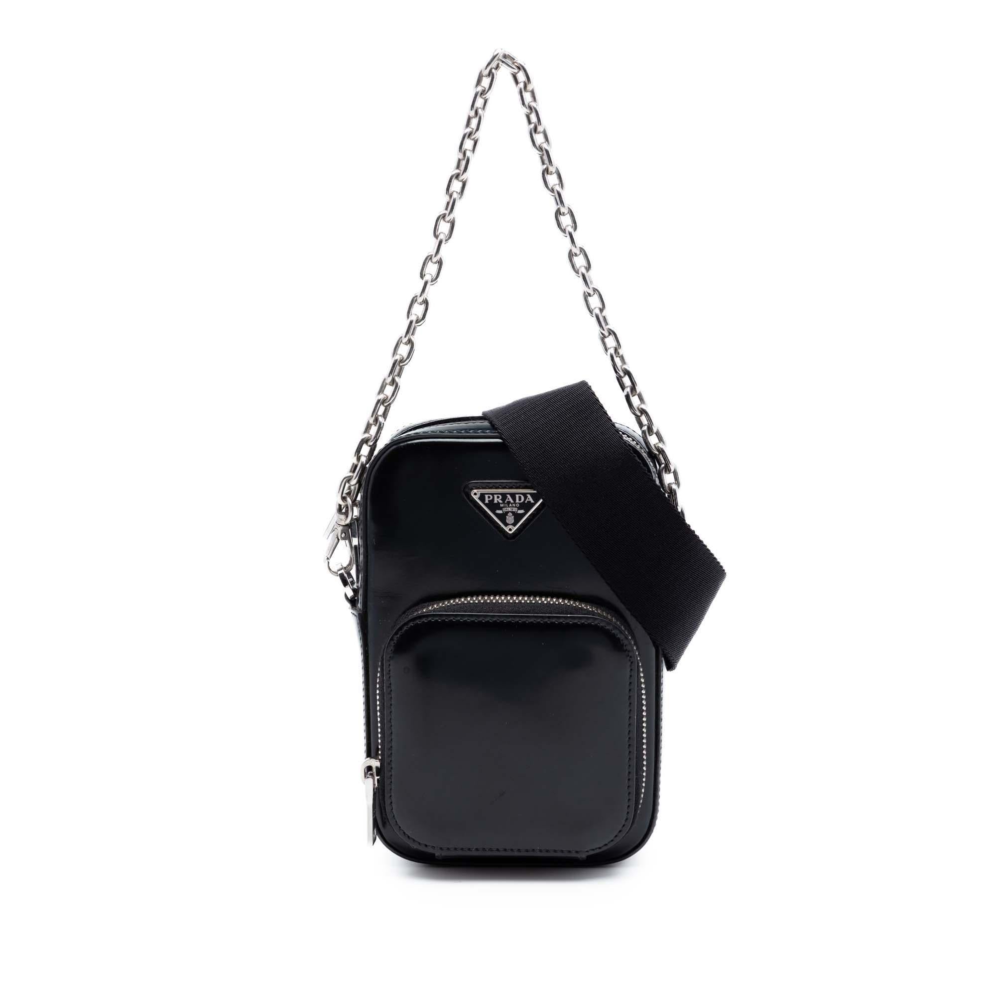 Prada Mini Brushed Leather Phone Pouch
