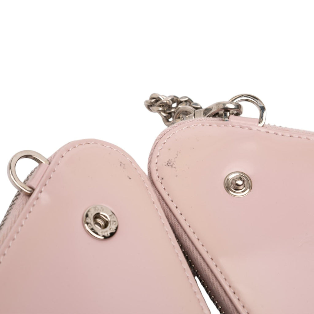 Prada Mini Crystal Embellished Satin and Leather Triangle Pouch