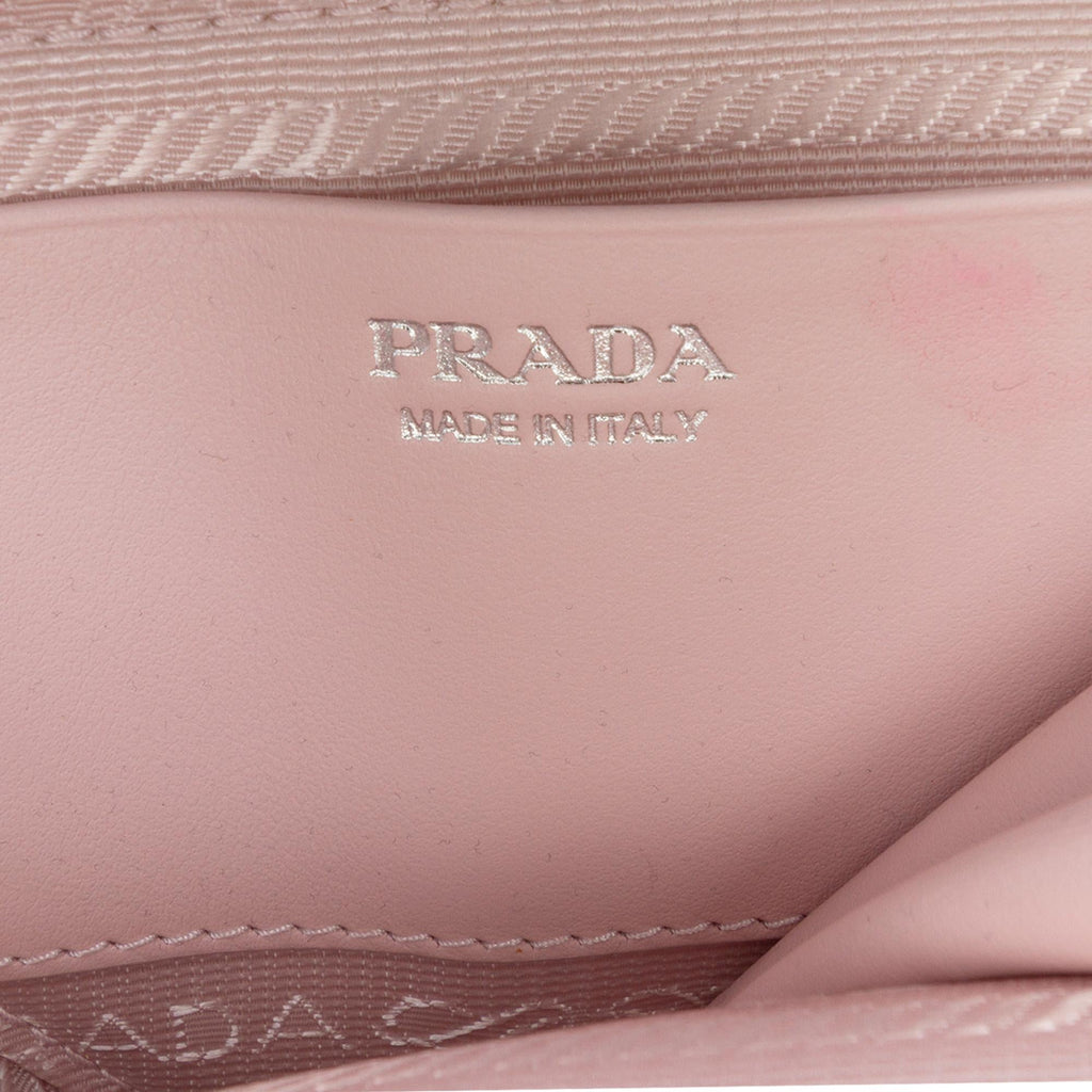 Prada Mini Crystal Embellished Satin and Leather Triangle Pouch