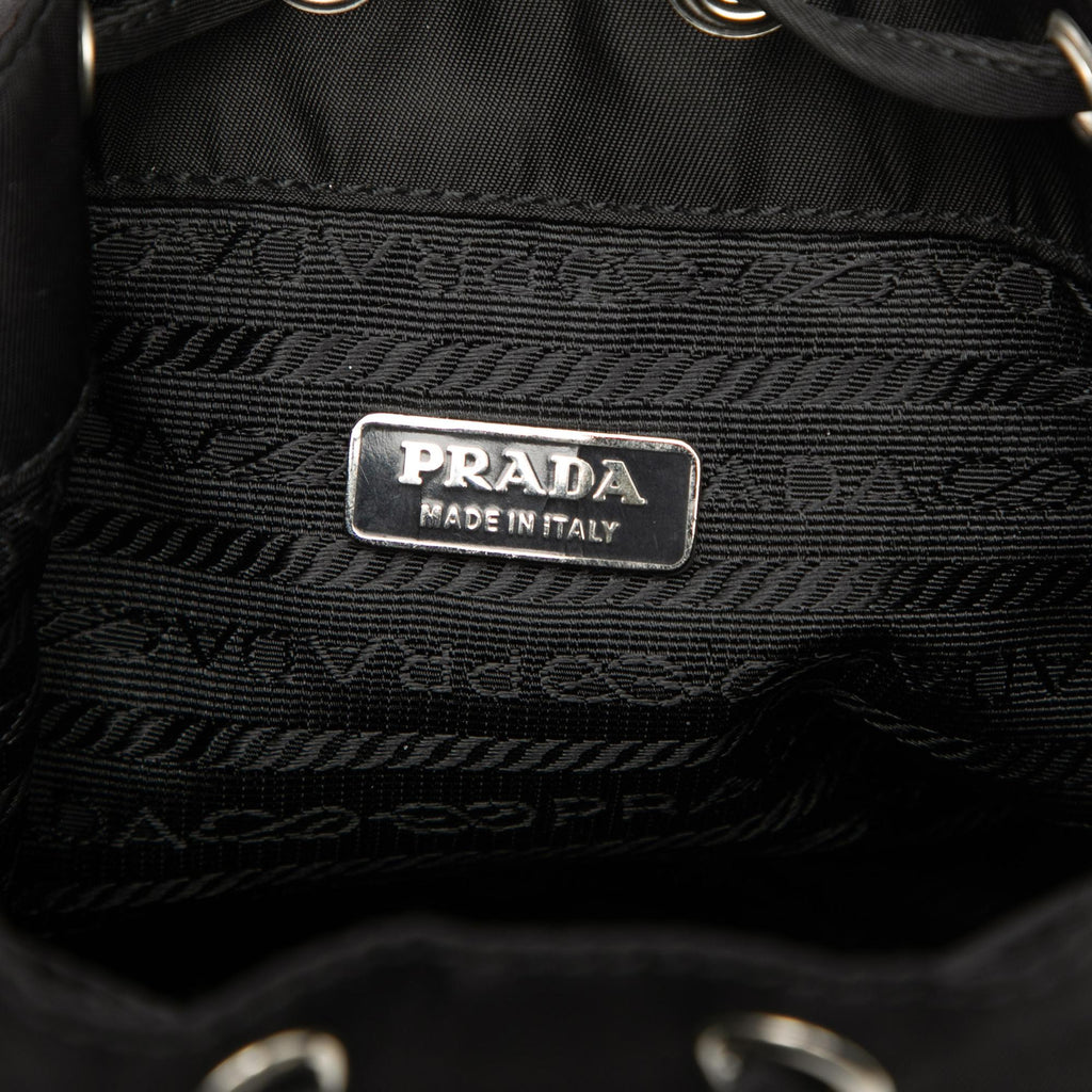 Prada Mini Tessuto Drawstring Bucket Bag