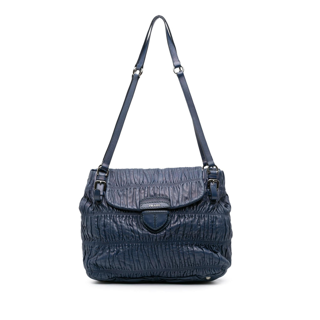 Prada Nappa Gaufre Buckle Strap Shoulder Bag