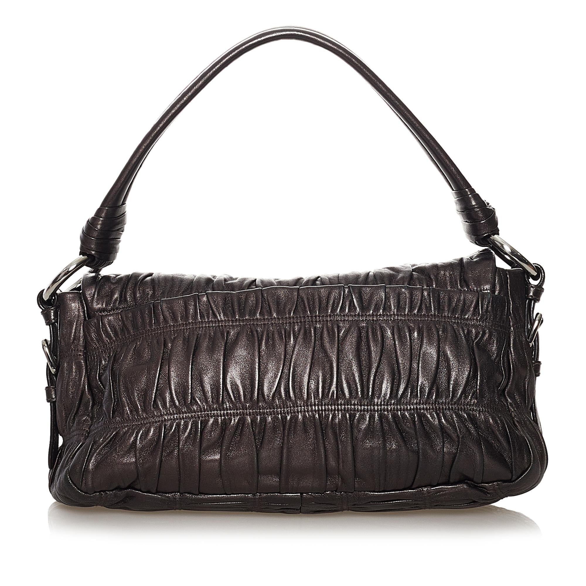 Prada Nappa Gaufre Sound Lock Shoulder Bag (SHG-32902)