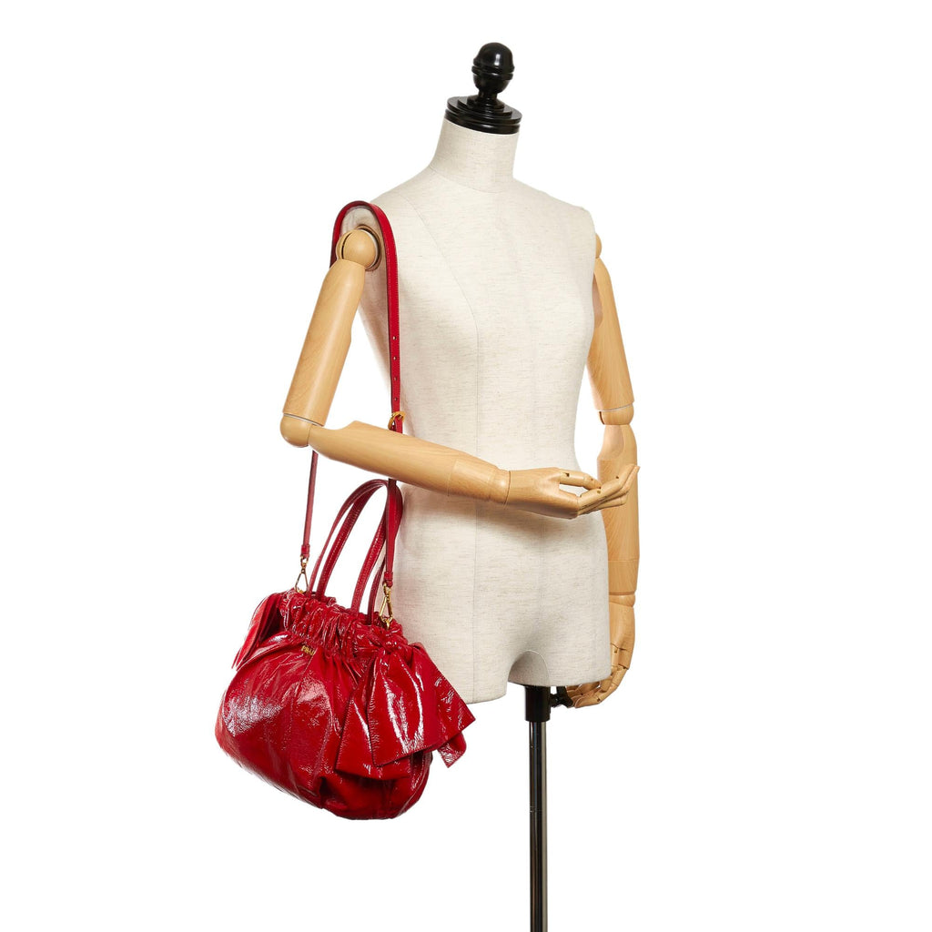 Prada Patent Leather Bow Satchel (SHG-28997)