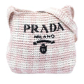 Prada Raffia Effect Crochet Embroidered Logo Crossbody