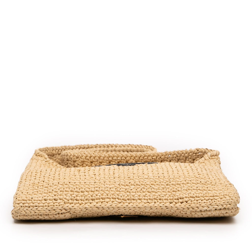 Prada Raffia Effect Crochet Logo Embroidered Crossbody