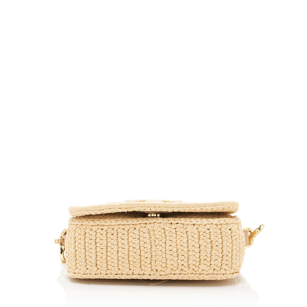 Prada Raffia Logo Flap Shoulder Bag (SHF-vAij0V)