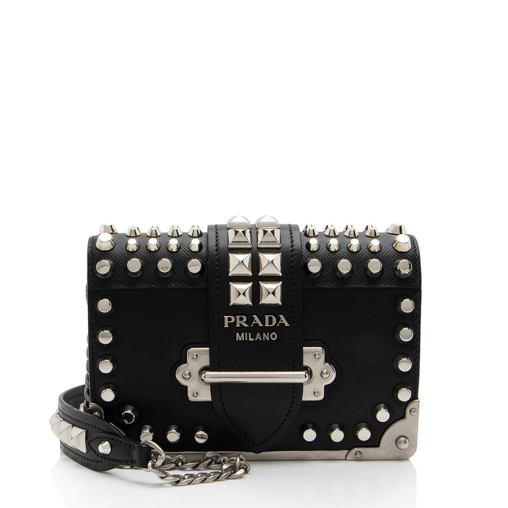 Prada Saffiano Calfskin Studded Cahier Crossbody (SHF-Cf2bbw)