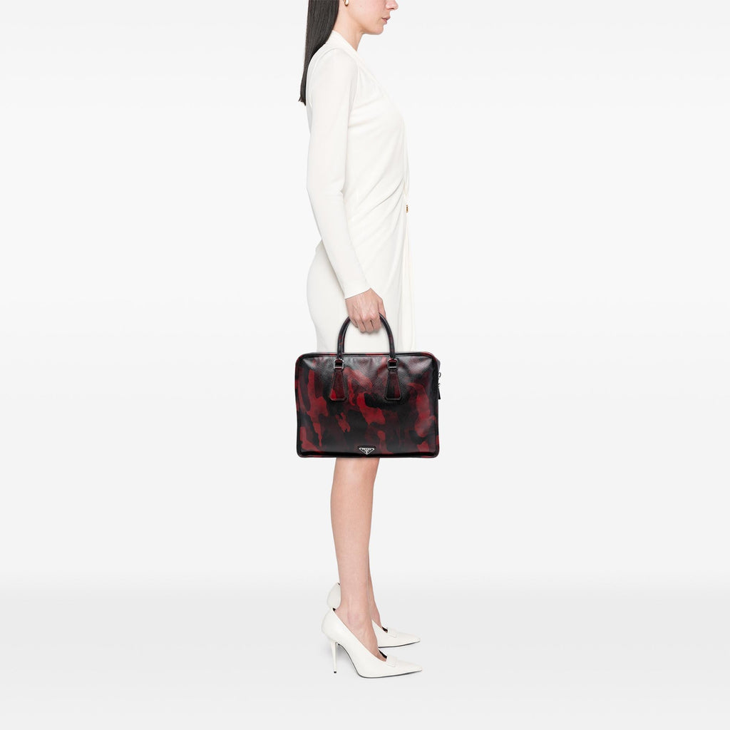 Prada Saffiano Camouflage Print Briefcase