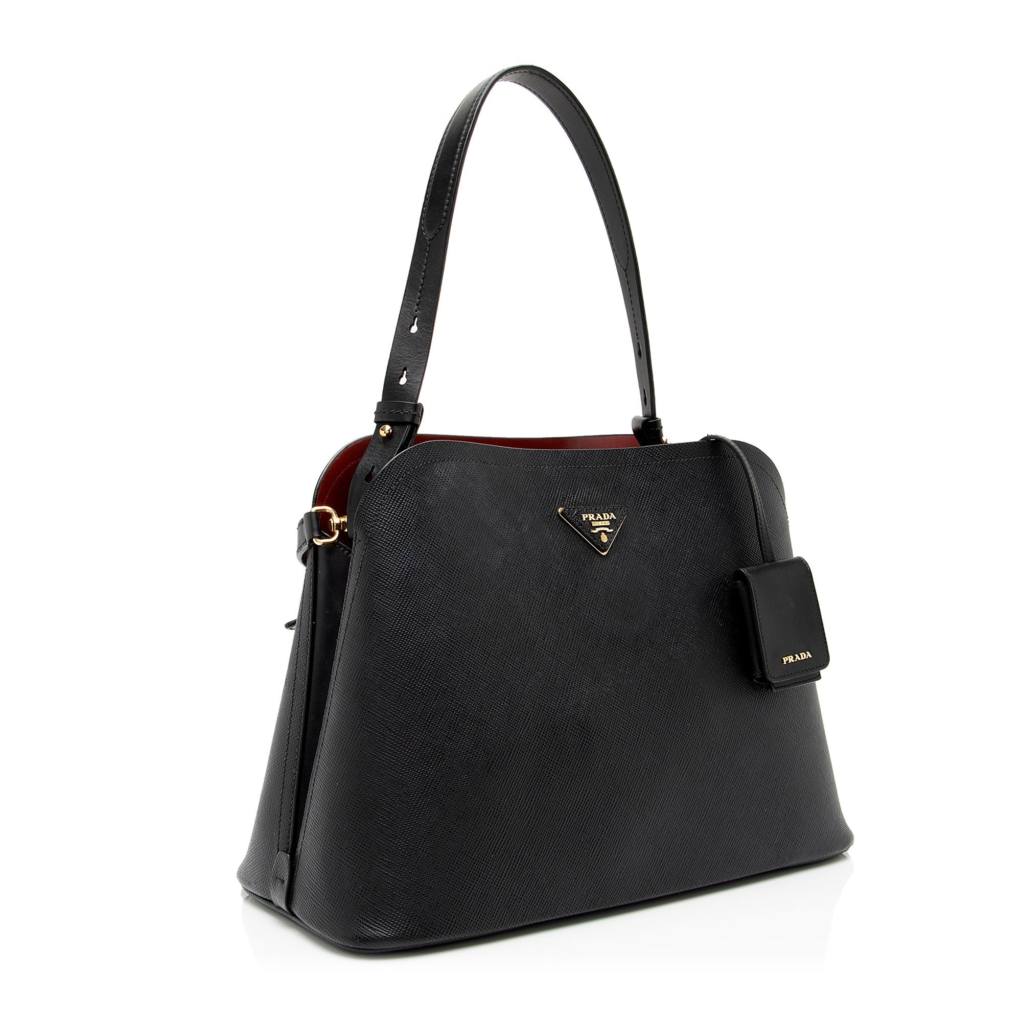 Prada Saffiano Cuir Leather Matinee Shoulder Bag (SHF-23633)