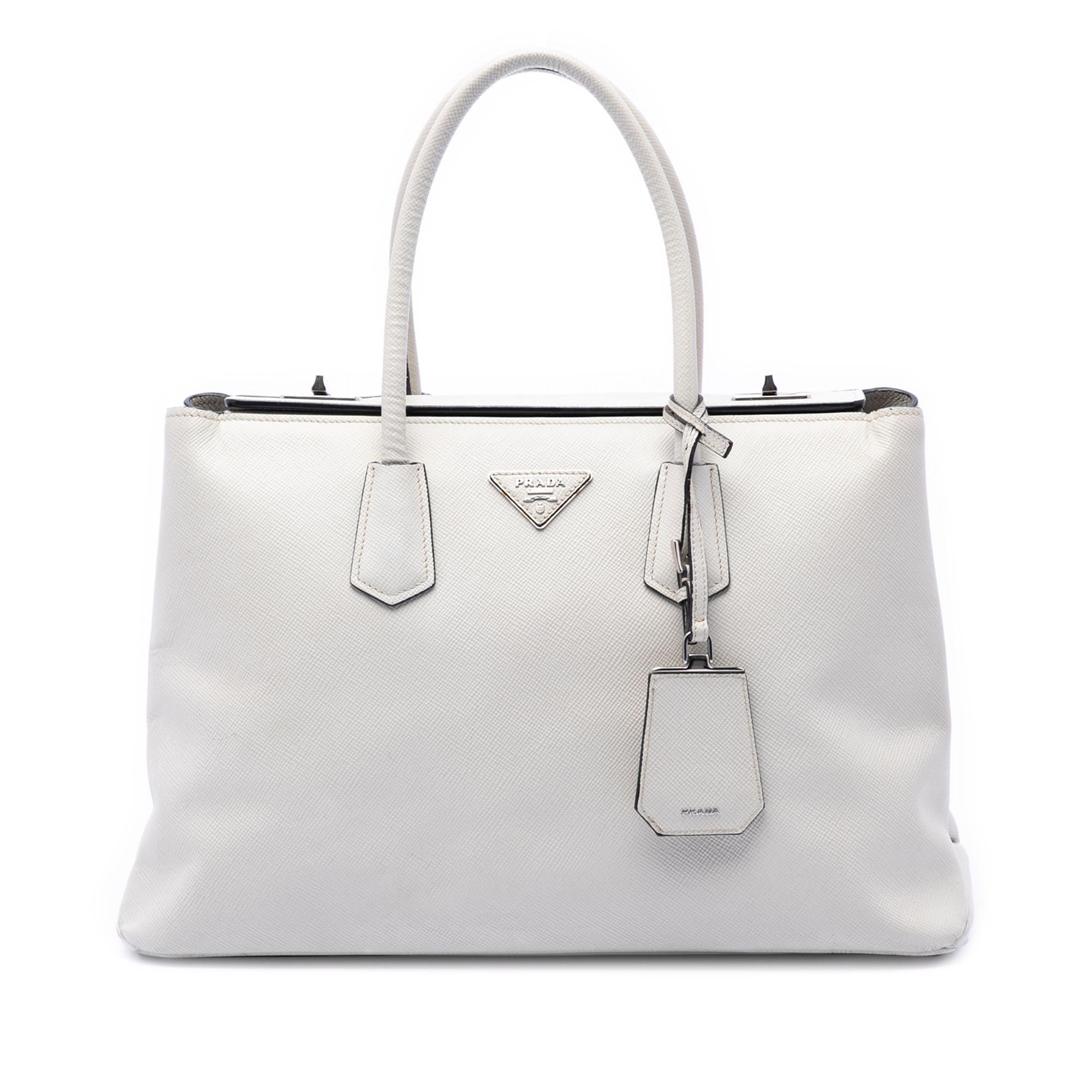 Prada Saffiano Cuir Turnlock Twin Satchel