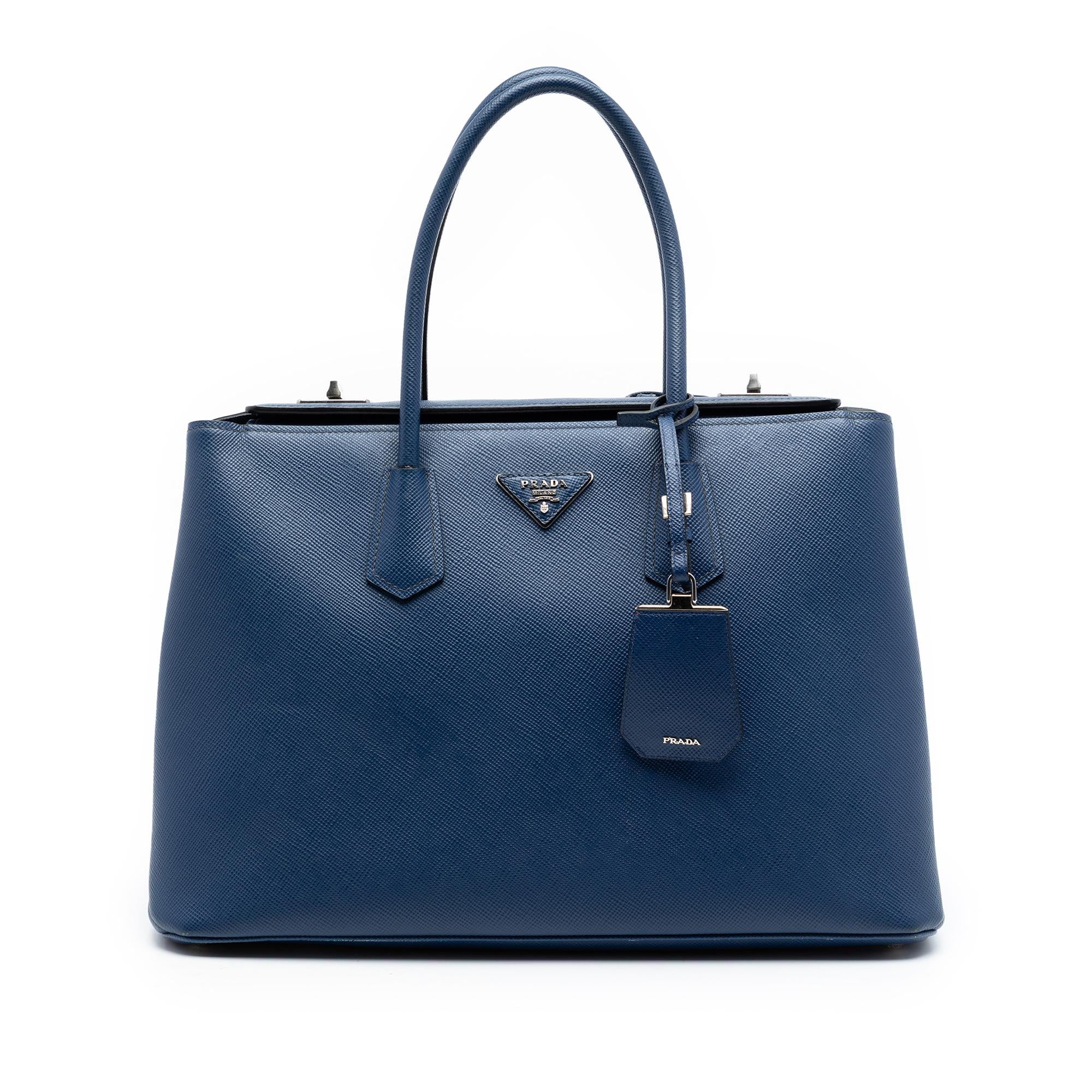 Prada Saffiano Cuir Turnlock Twin Satchel