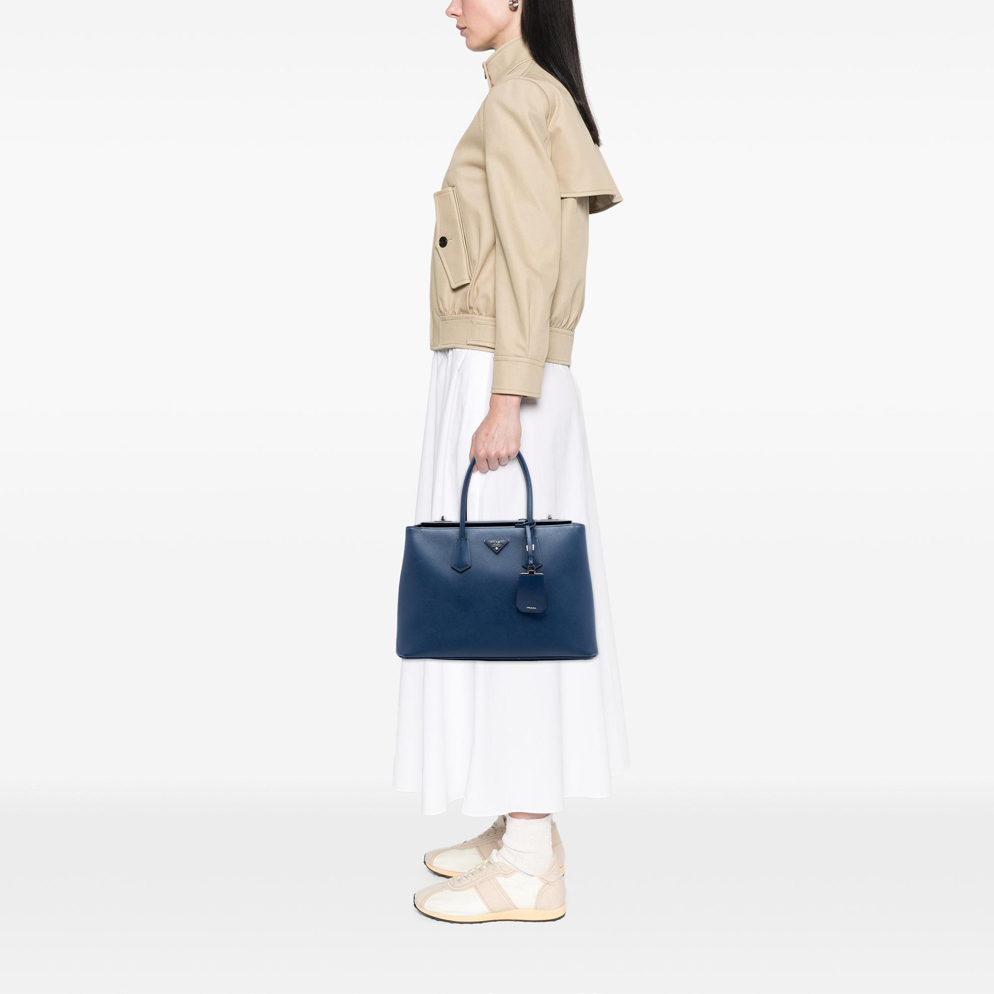 Prada Saffiano Cuir Turnlock Twin Satchel