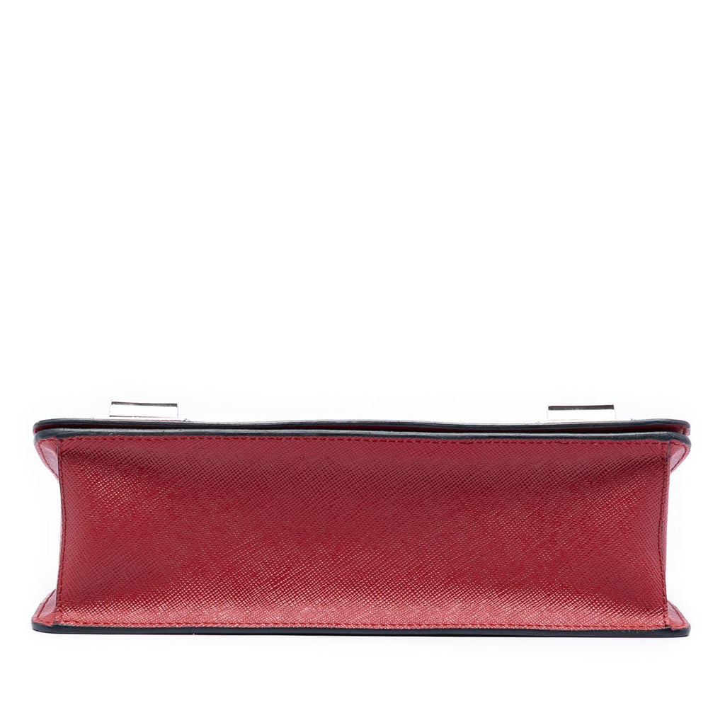 Prada Saffiano Double Turn Lock Top Handle Bag