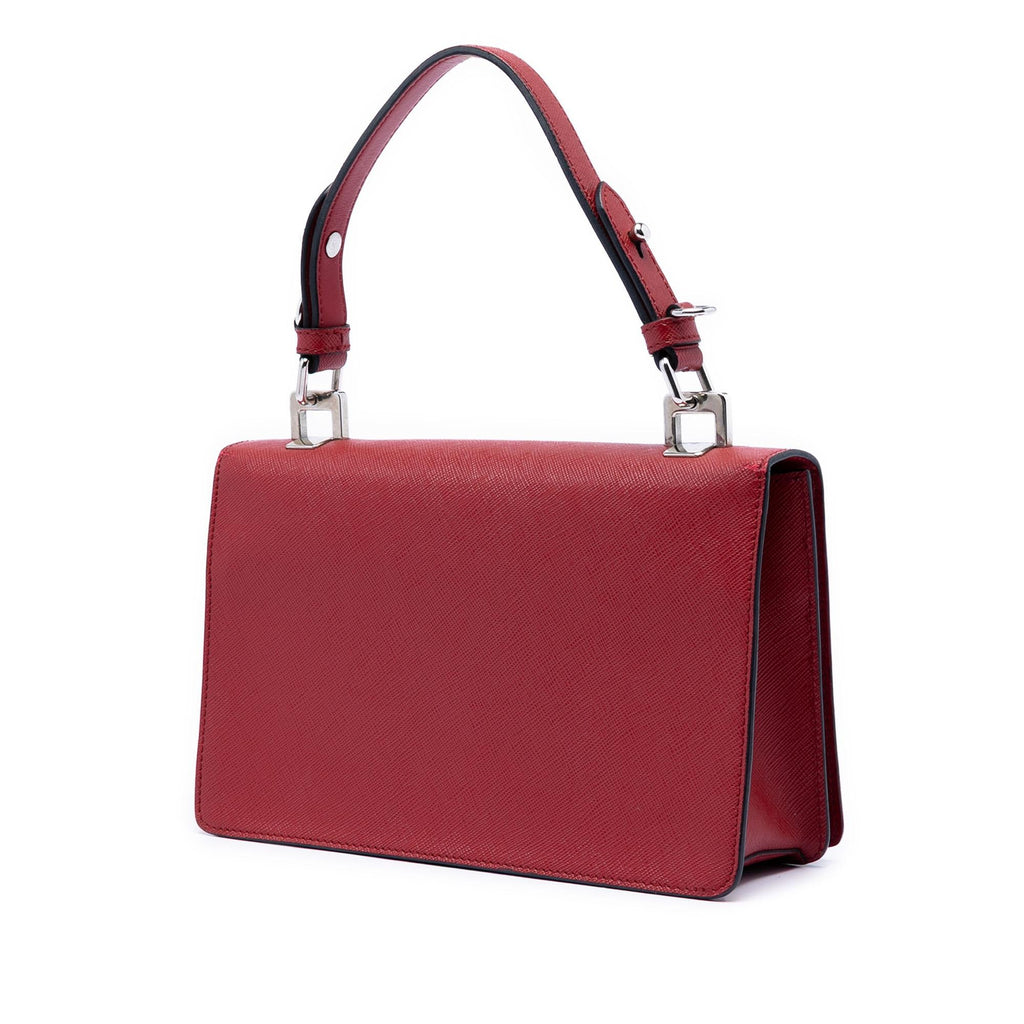 Prada Saffiano Double Turn Lock Top Handle Bag