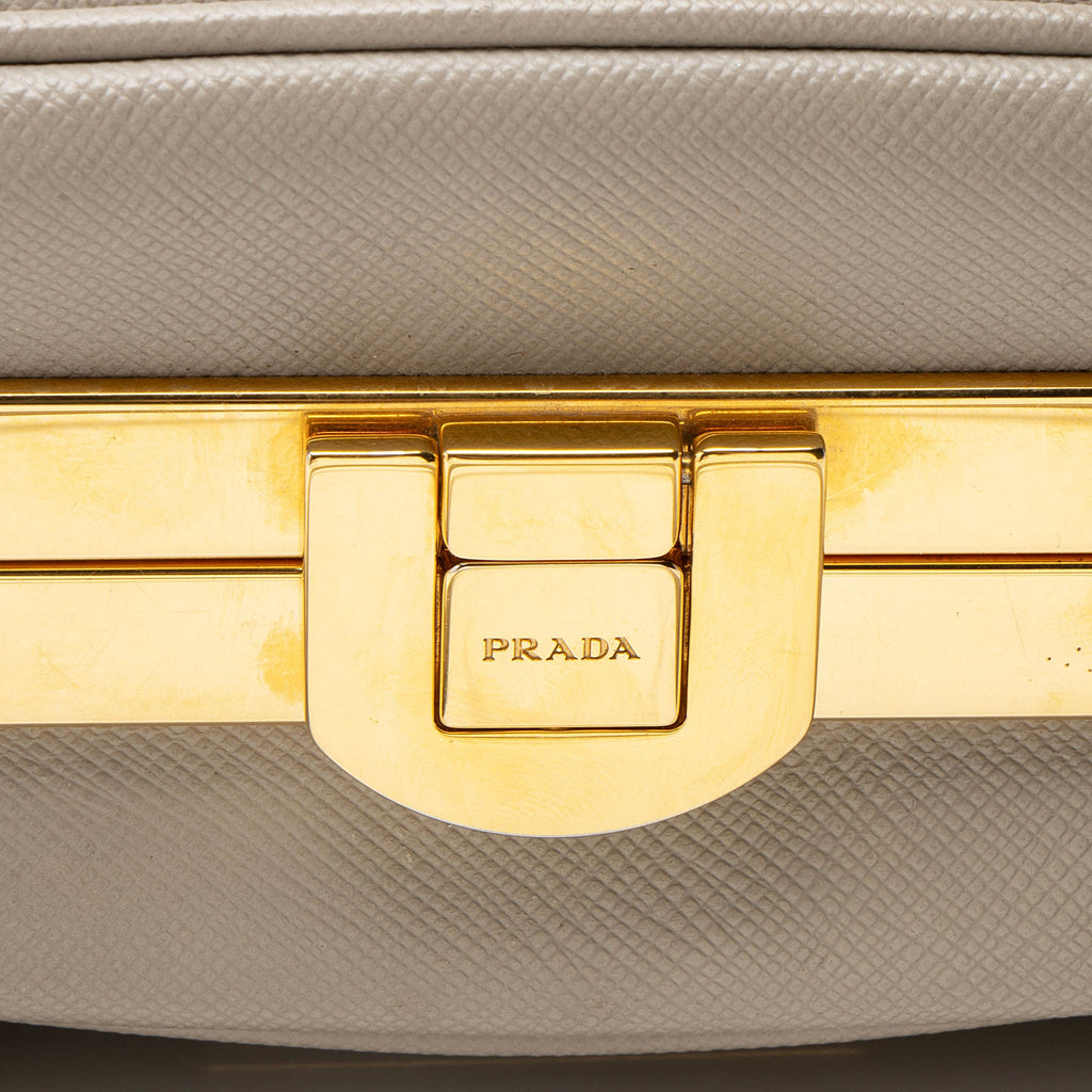 Prada Saffiano Framed Pyramid Satchel