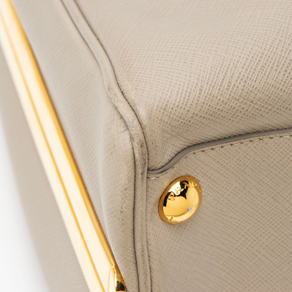 Prada Saffiano Framed Pyramid Satchel