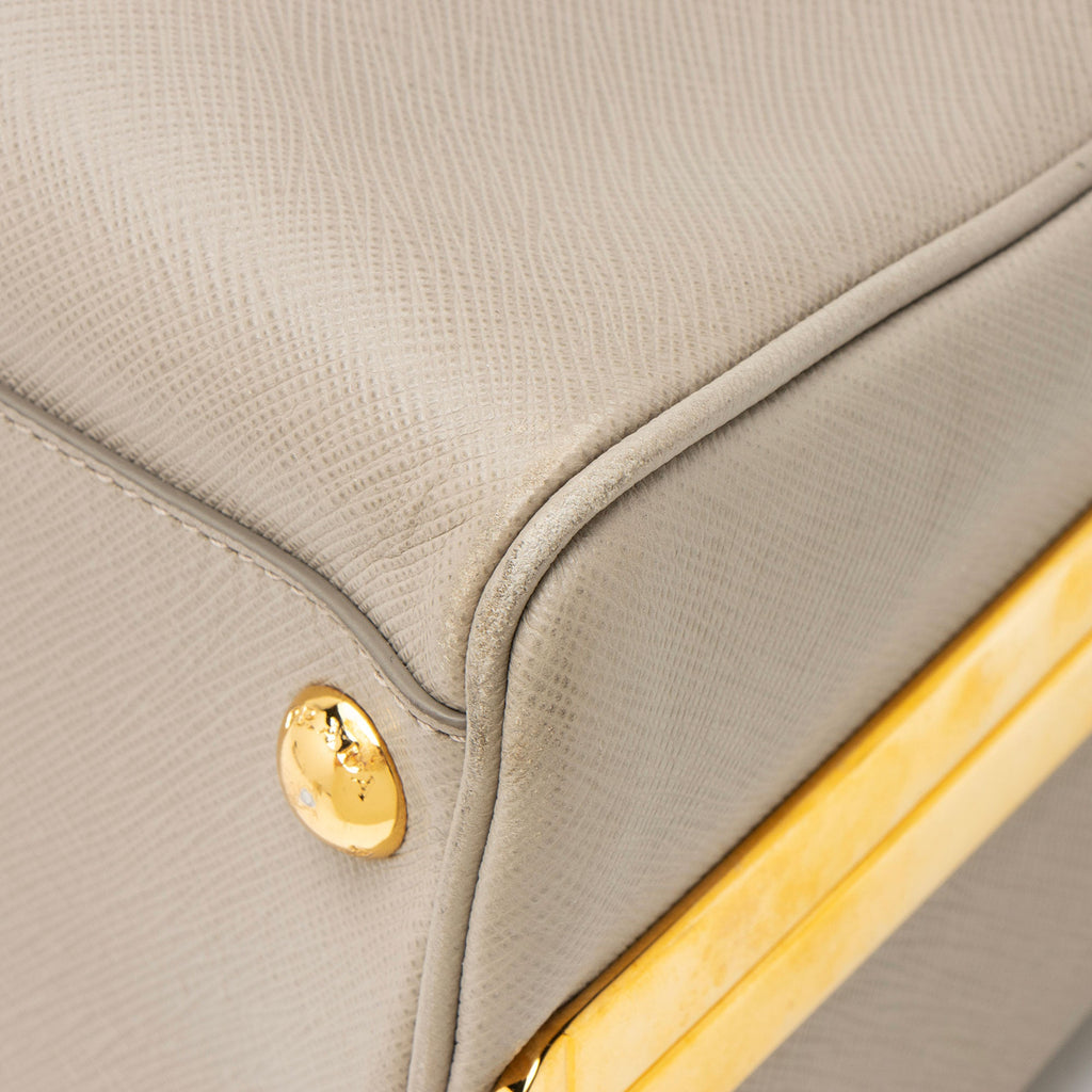 Prada Saffiano Framed Pyramid Satchel