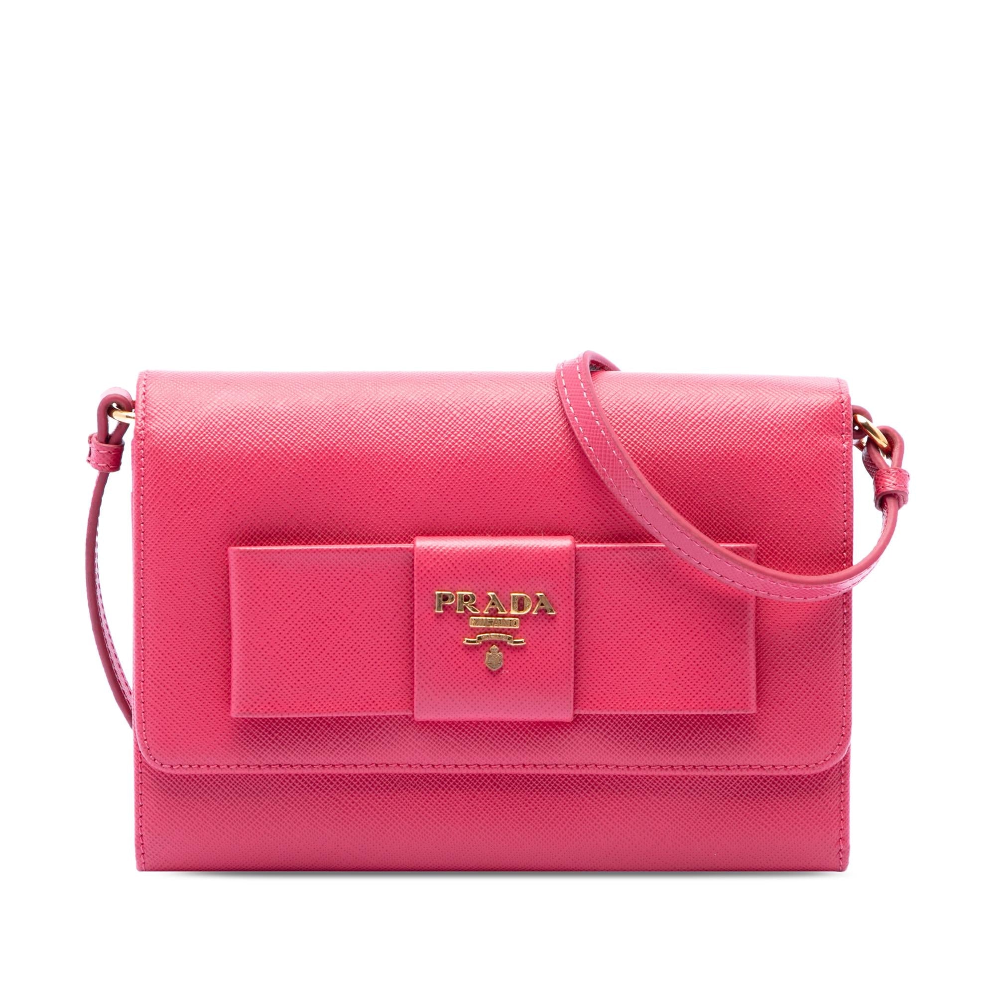 Prada Saffiano Lux Bow Wallet On Strap