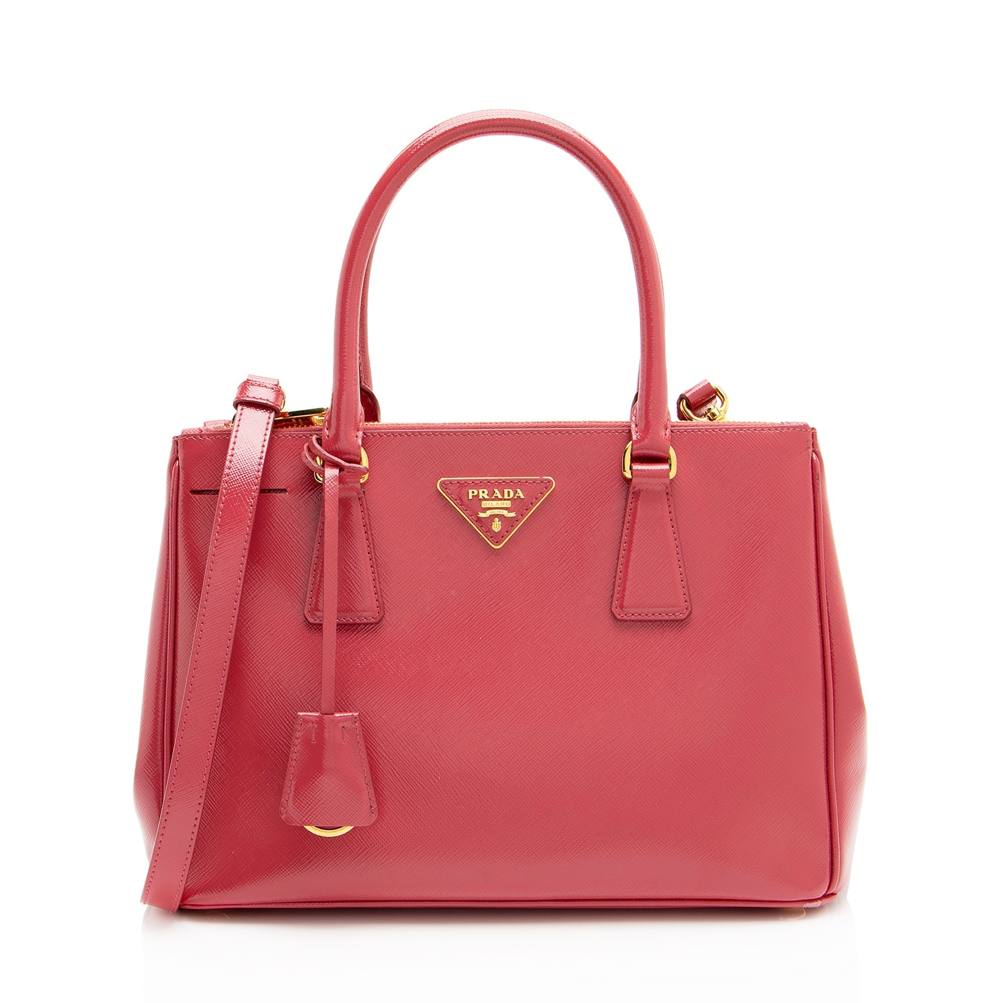 Prada Saffiano Lux Double Zip Small Tote (SHF-FZ8BIg)
