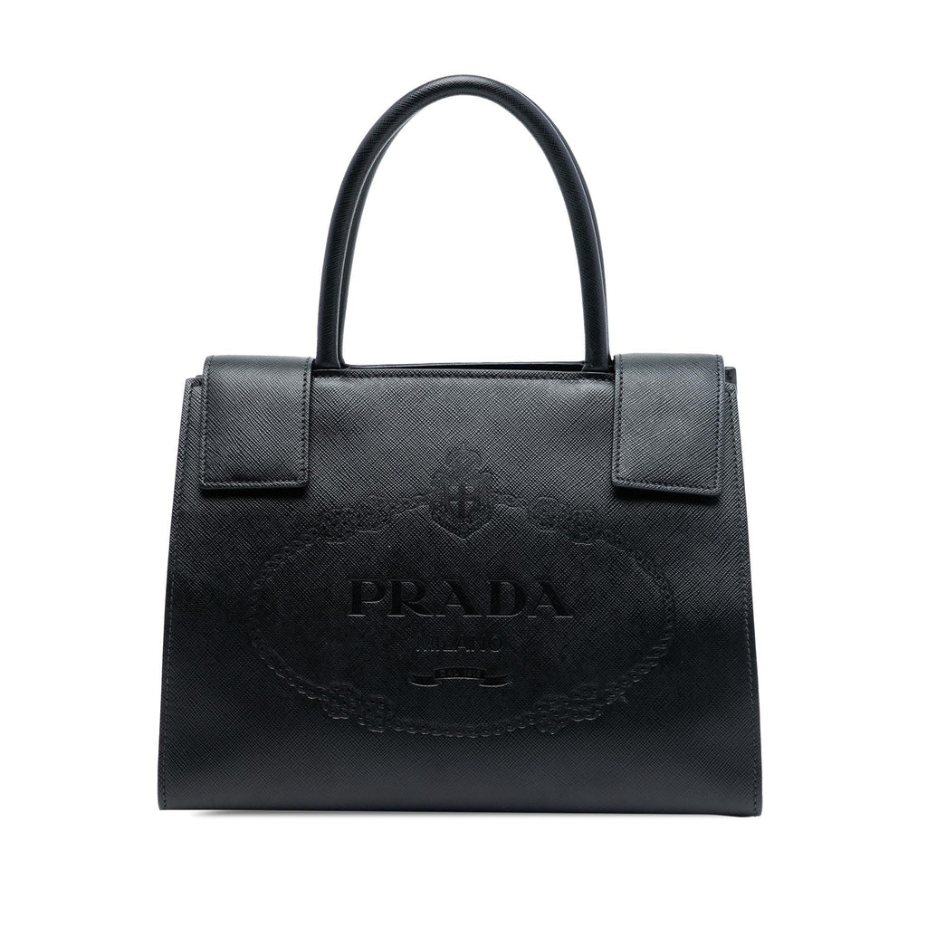 Prada Saffiano Lux Embossed Logo Convertible Tote