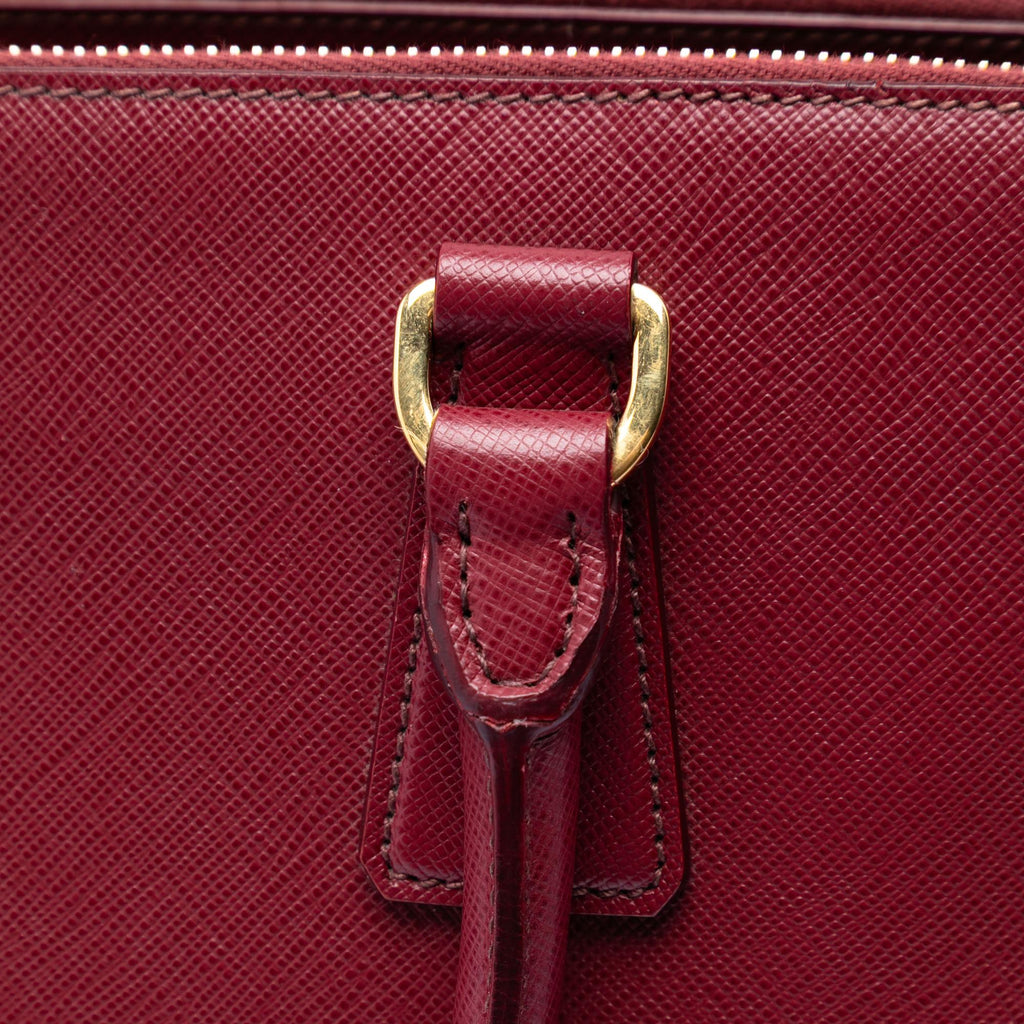 Prada Saffiano Lux Galleria Double Zip Front Pocket Satchel