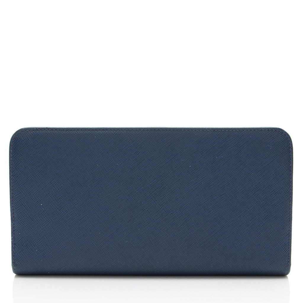 Prada Saffiano Organizer Zip Around Wallet