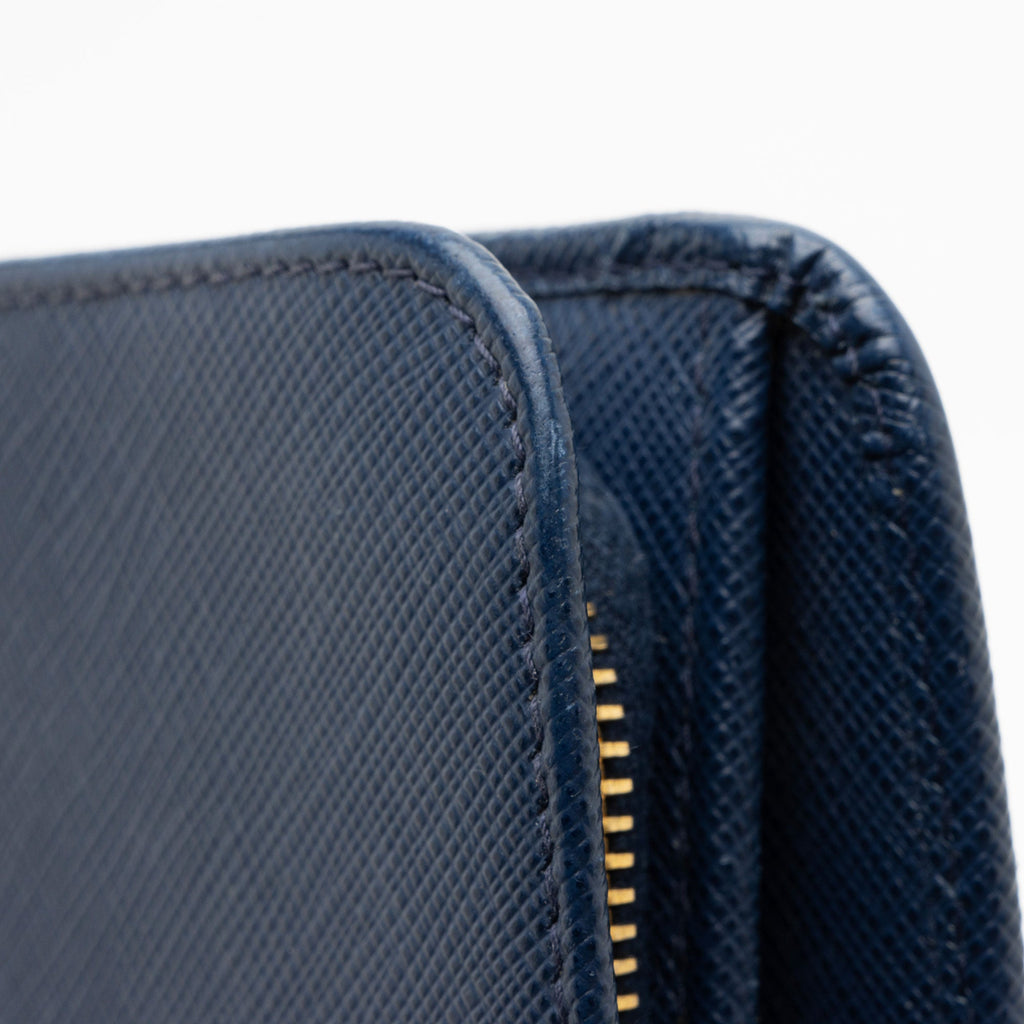 Prada Saffiano Organizer Zip Around Wallet