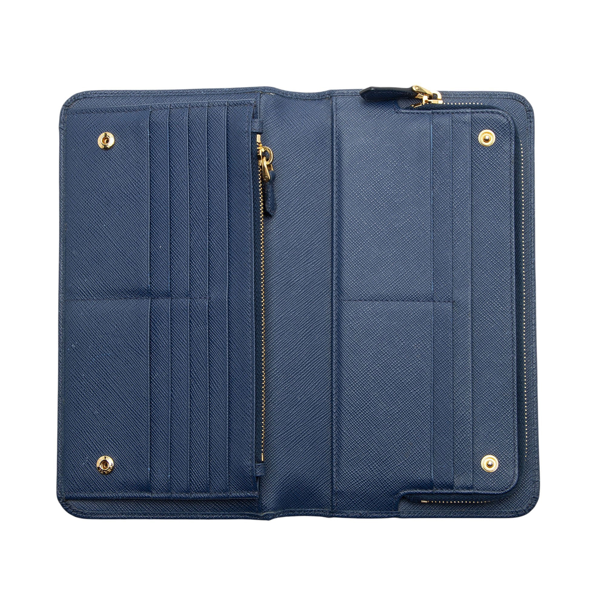 Prada Saffiano Organizer Zip Around Wallet