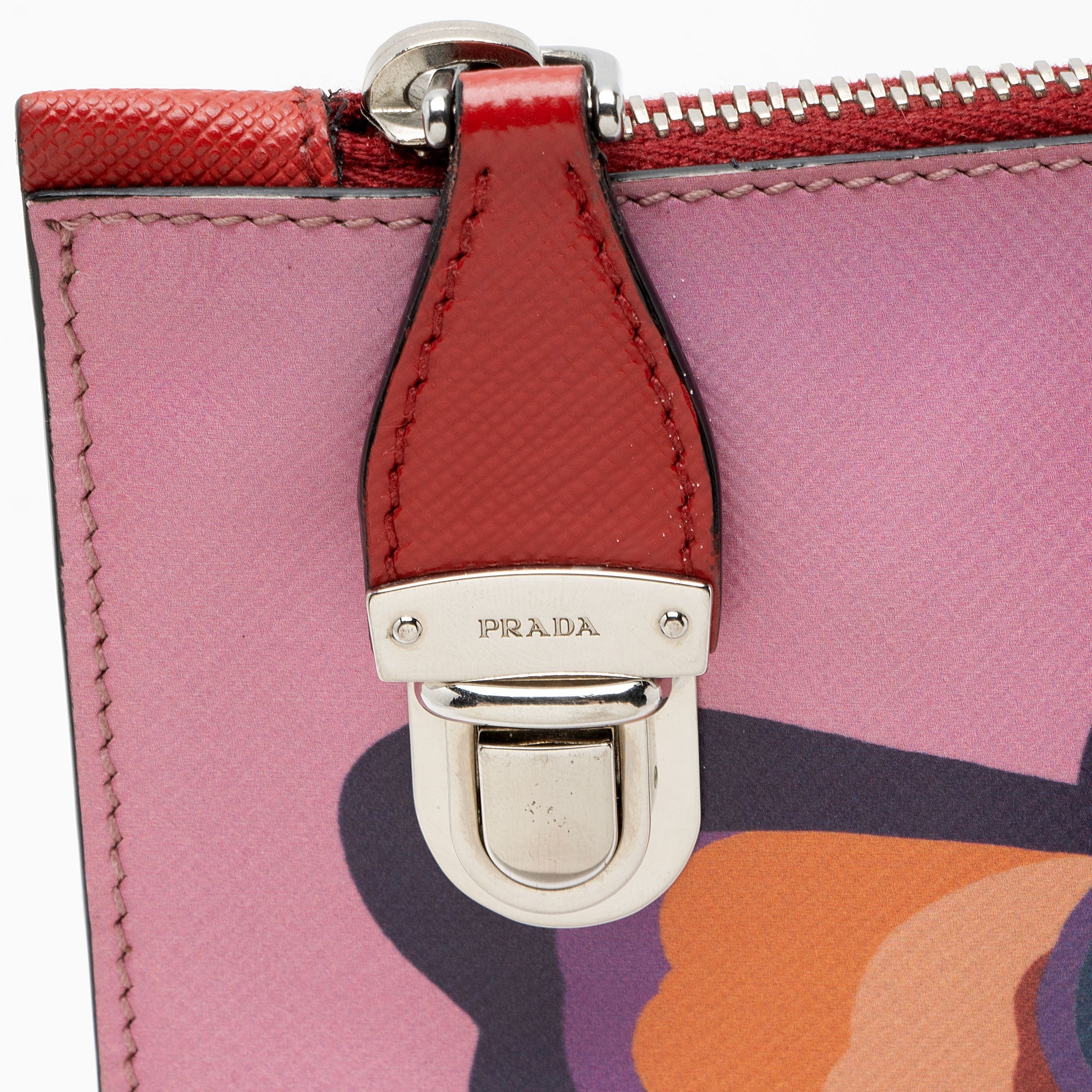 Prada Saffiano Rosso dis Butterfly Clutch
