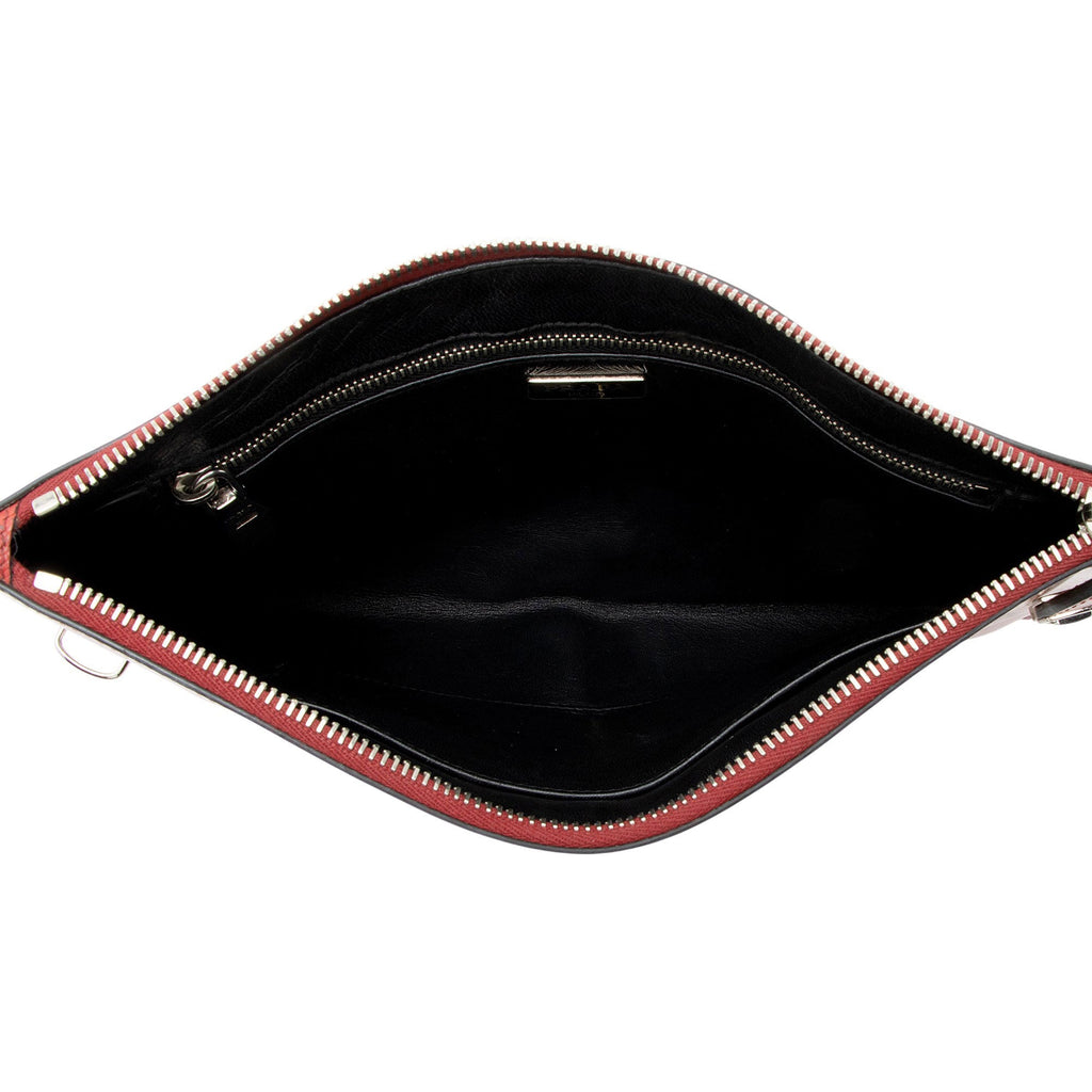 Prada Saffiano Rosso dis Butterfly Clutch